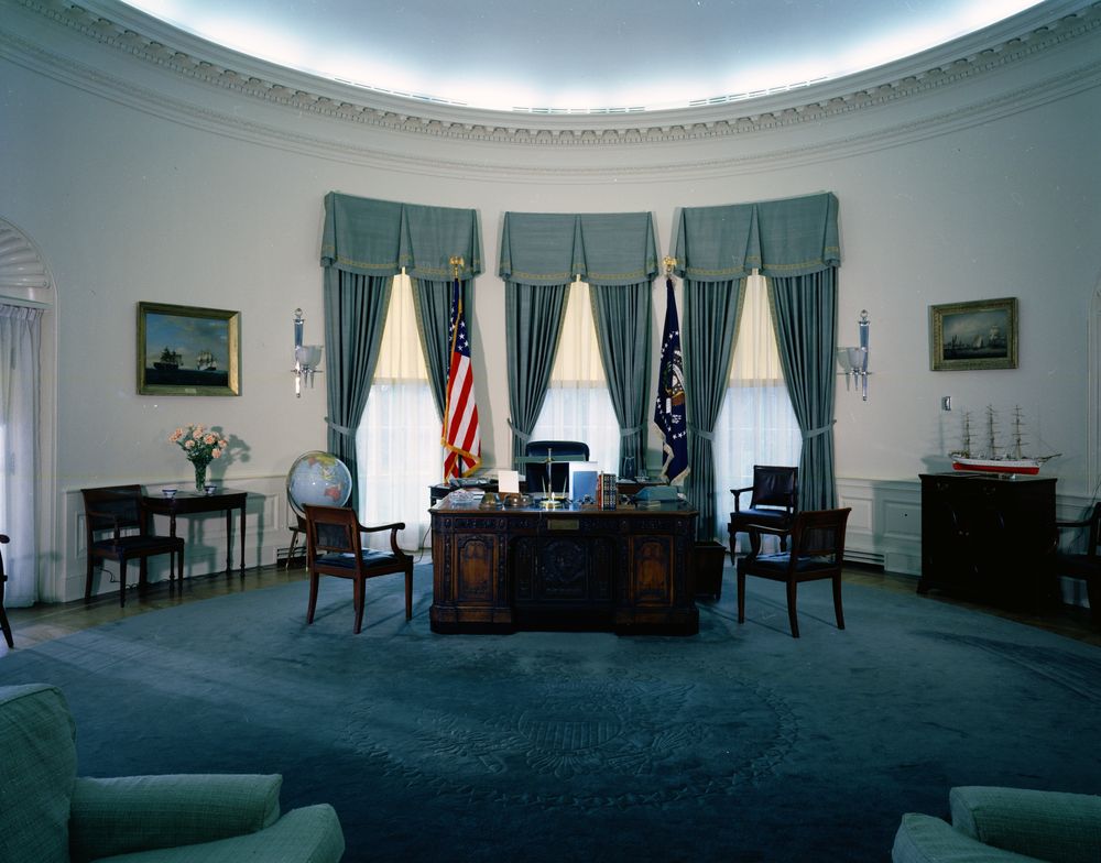 The Resolute Desk by Morant, Boyd and Blanford, designers, with William Evenden, joiner, Royal Naval Dockyard, Chatham