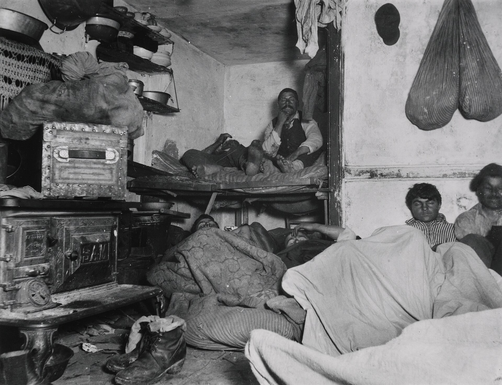 Lodgers in a Crowded Bayard Street Tenement, "Five Cents a Spot"