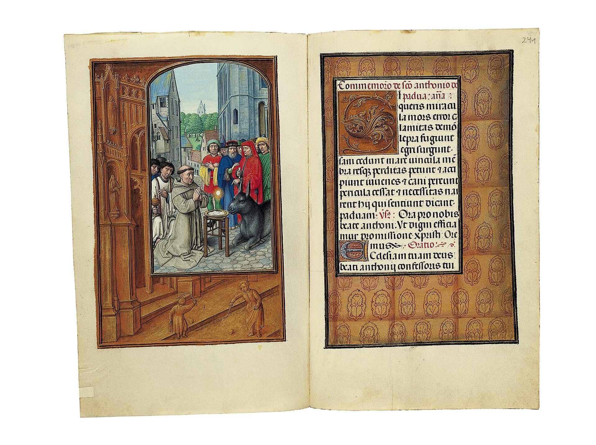 The Miracle of the Ass and Saint Anthony of Padua, folio 240 verso