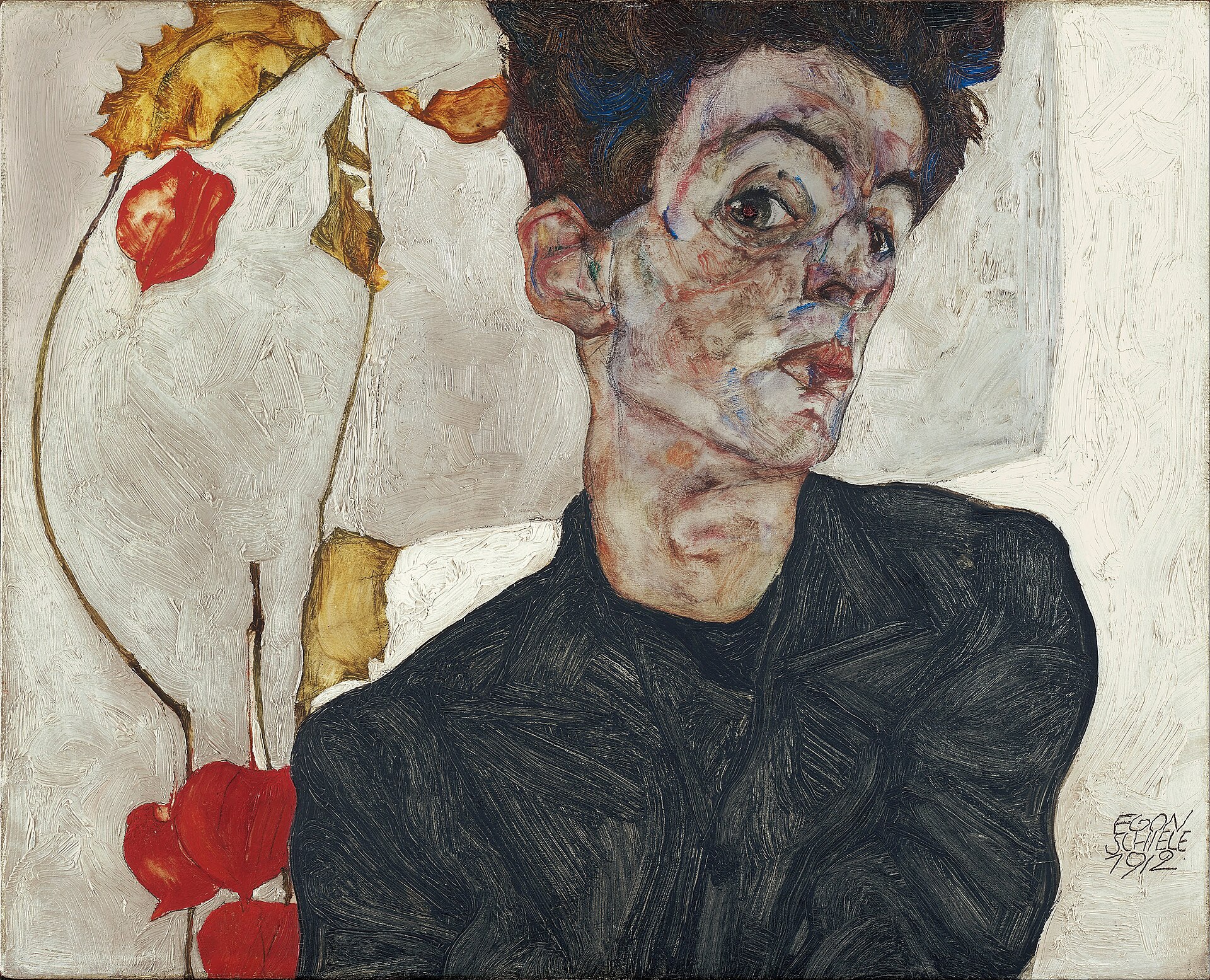 Self-Portrait with Chinese Lantern Plant