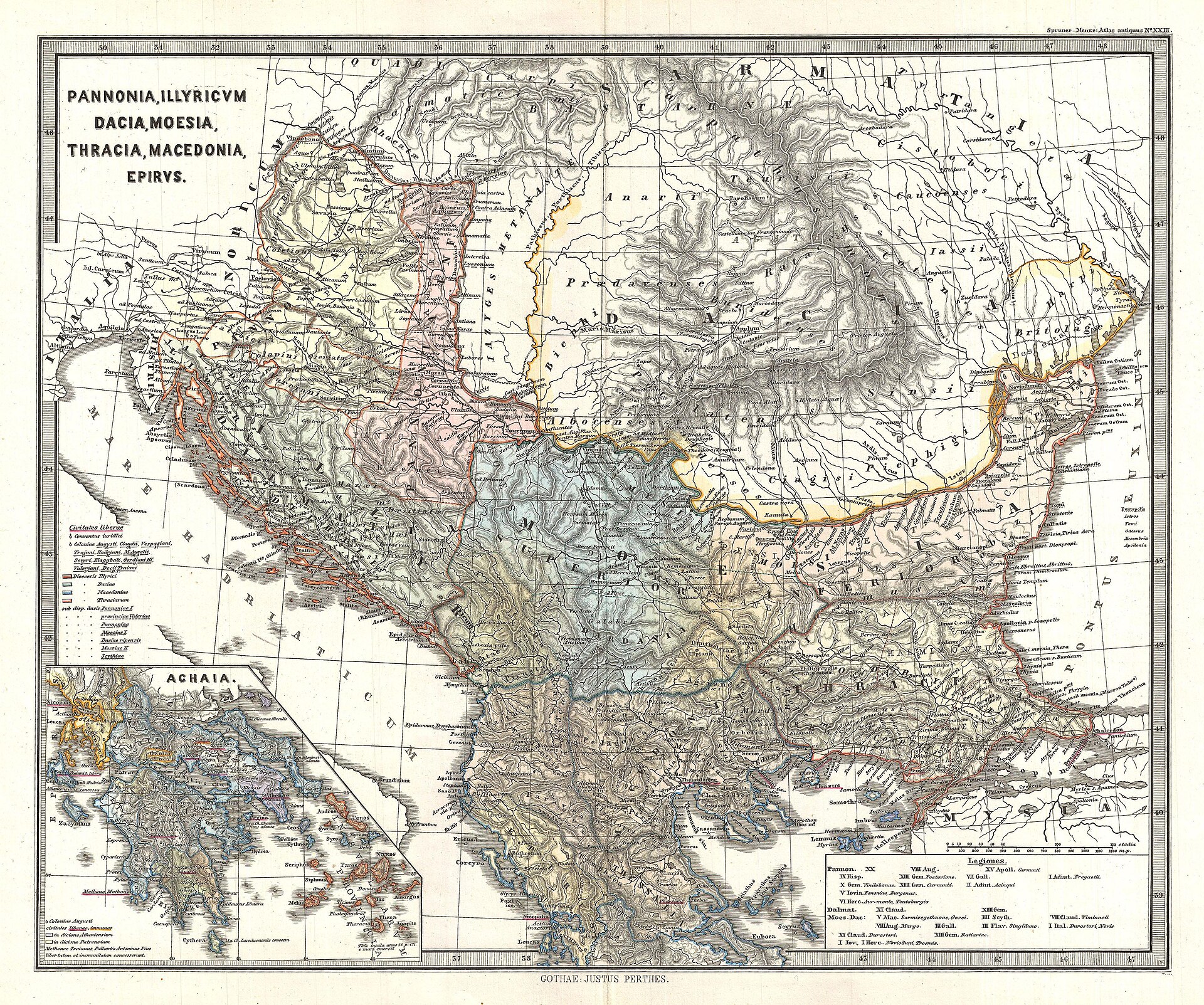Pannonia and Illyricum, mapped in 1865