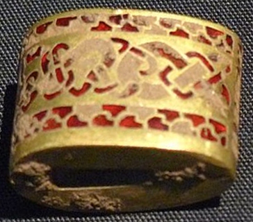 Sword fitting with garnet cloisonne
