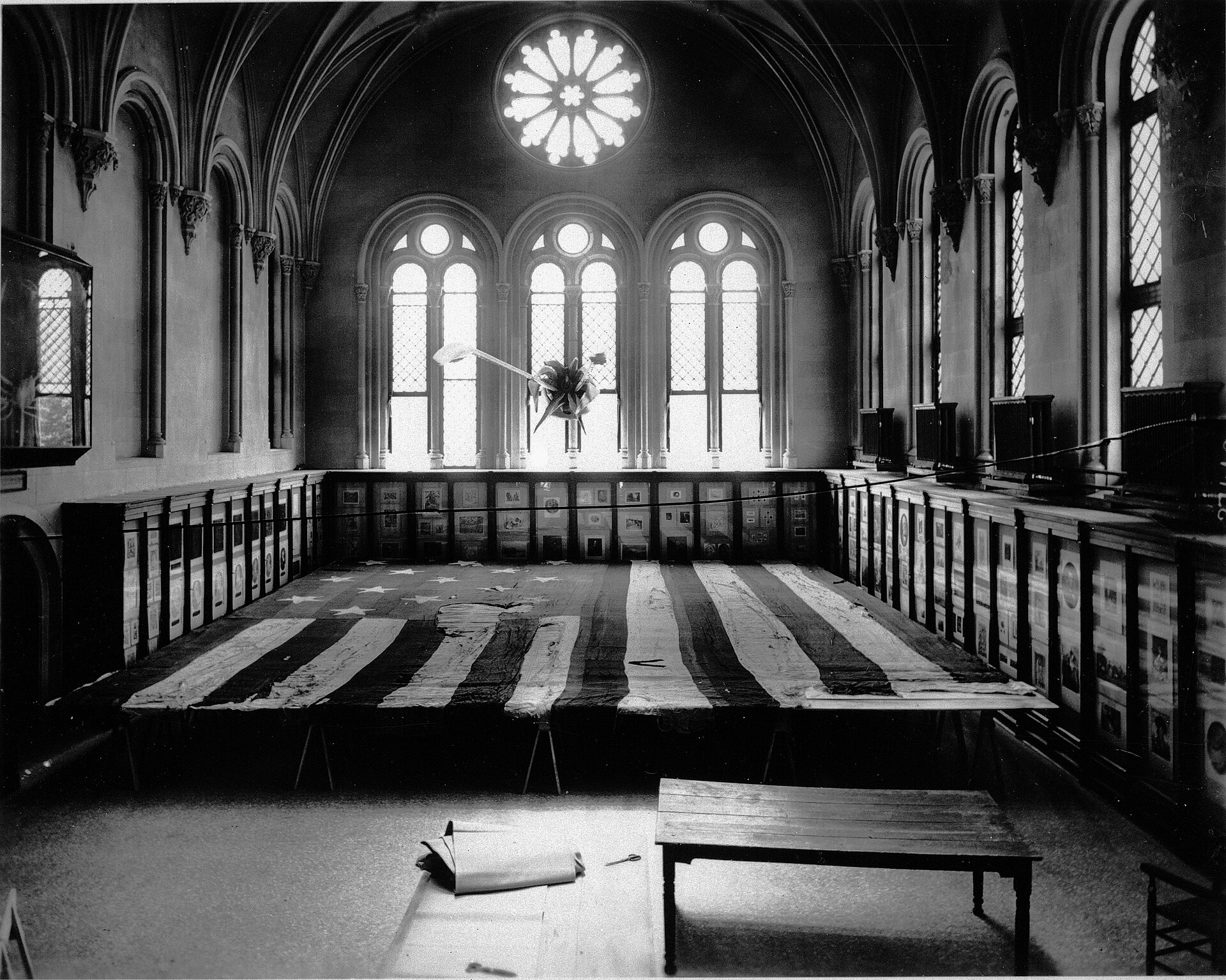 The flag laid out before the 1914 restoration