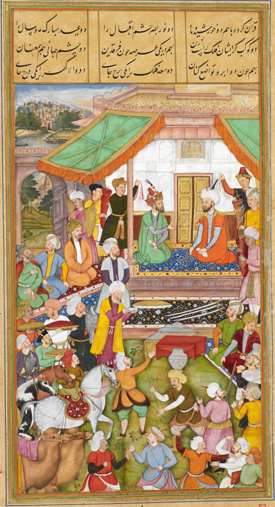 Humayun received by Shah Tahmasp, 1544