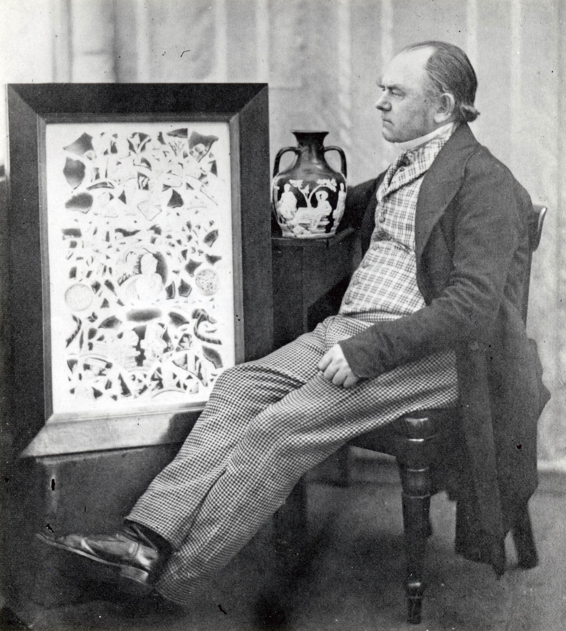 John Doubleday with the restored vase, 1845