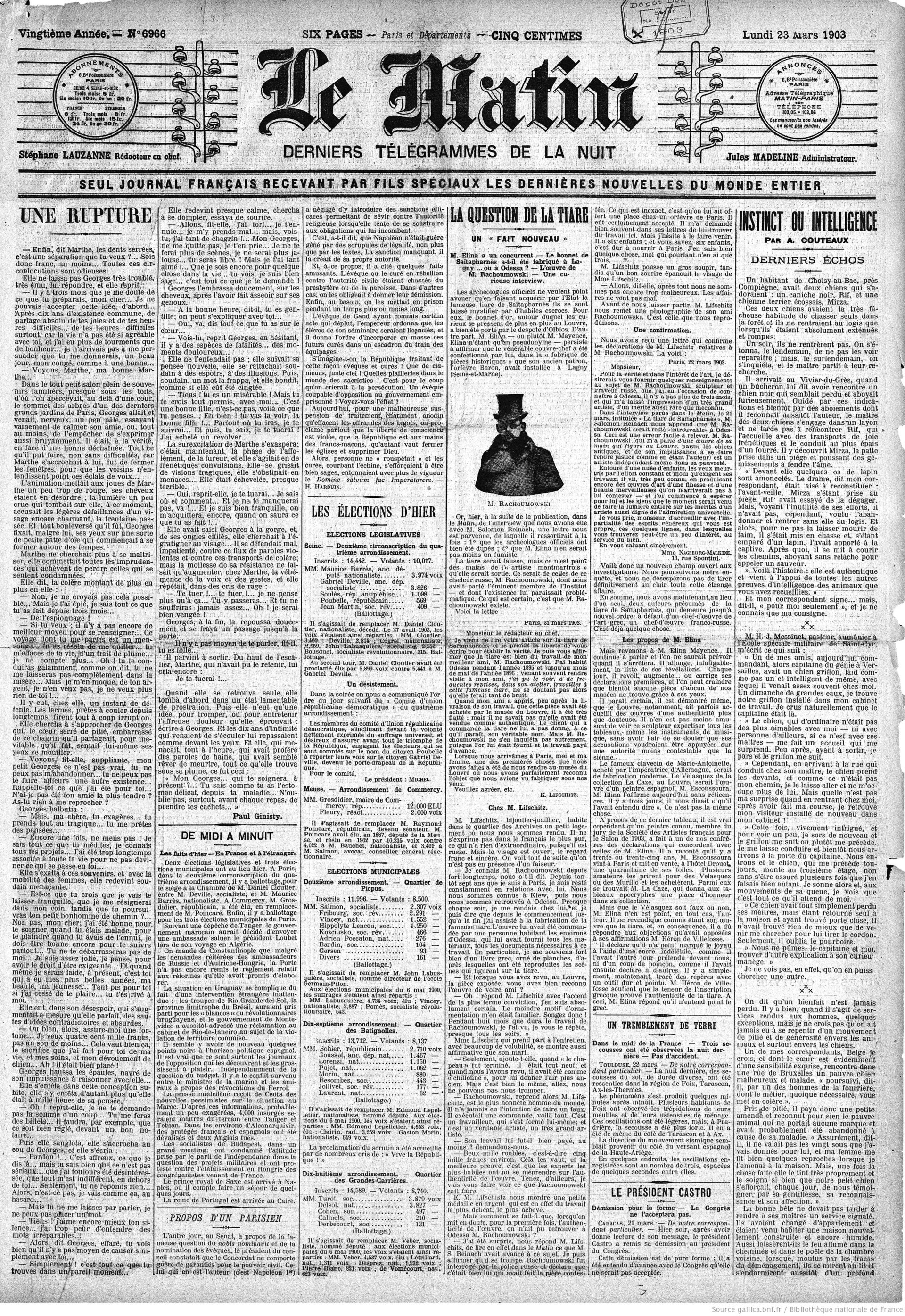 Le Matin, 23 March 1903