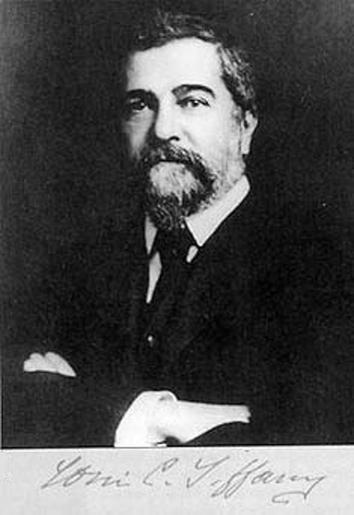 Louis Comfort Tiffany with his signature, about 1910