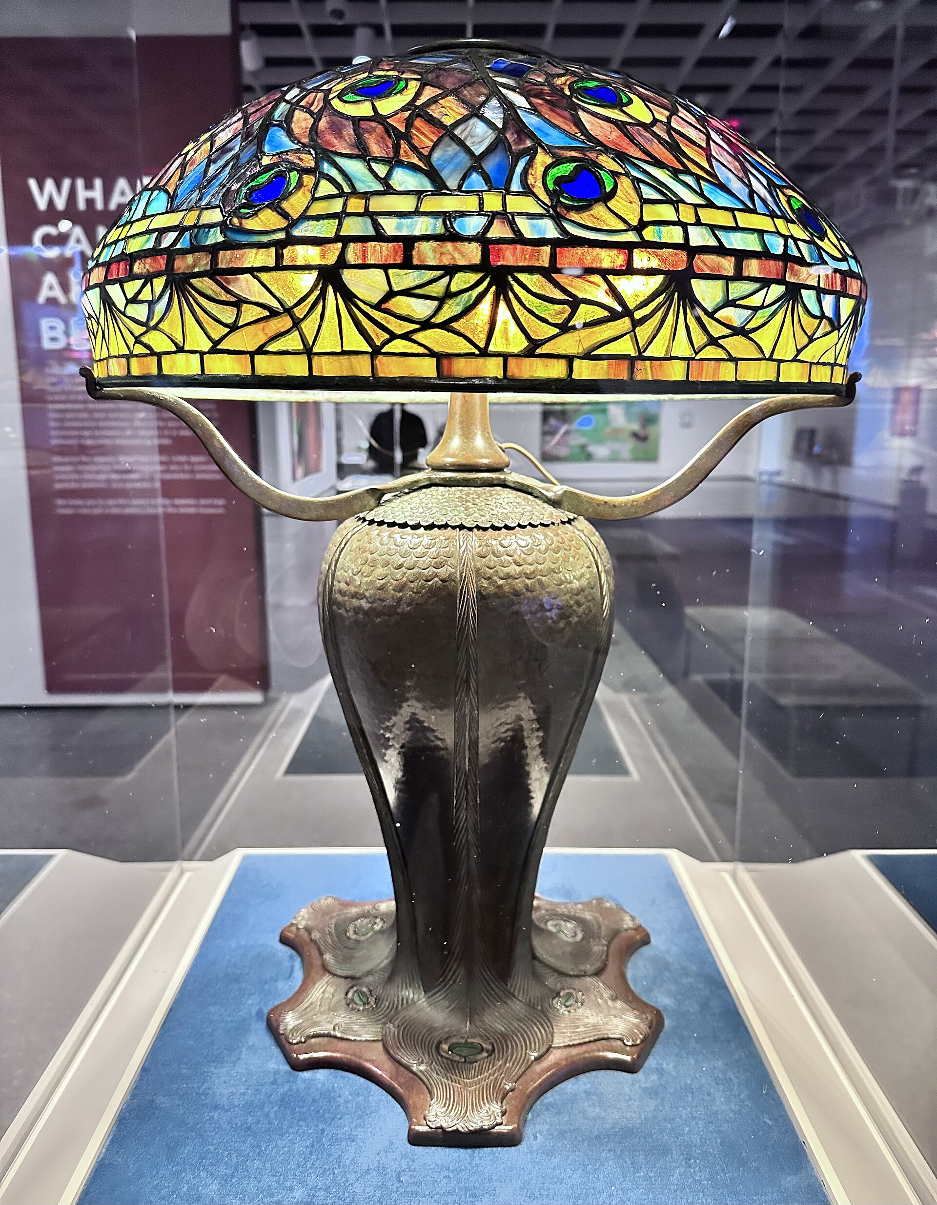 Peacock table lamp, about 1902