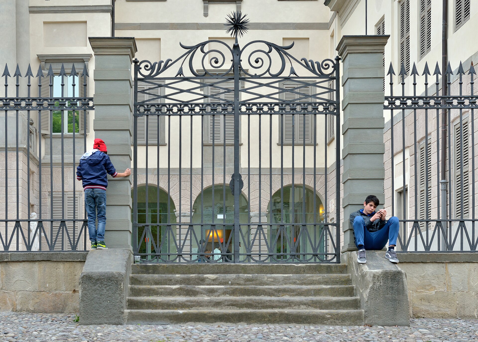 The wrought-iron entrance gate