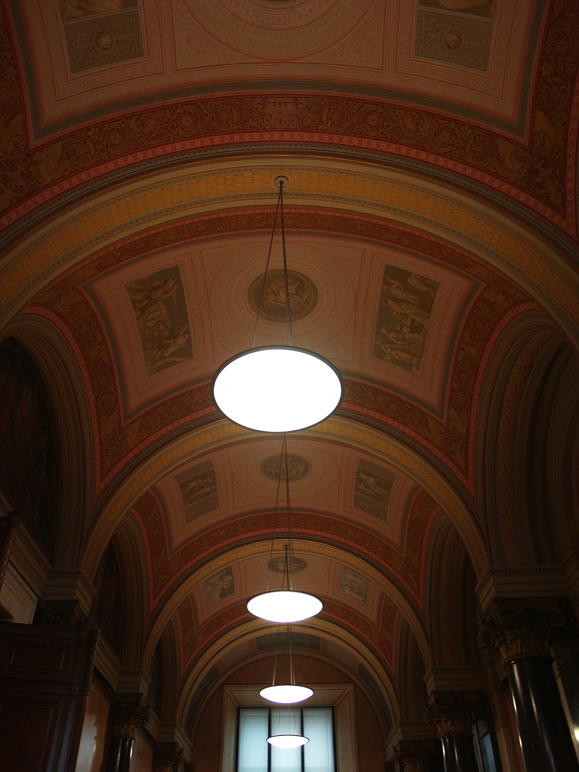 A vaulted gallery corridor