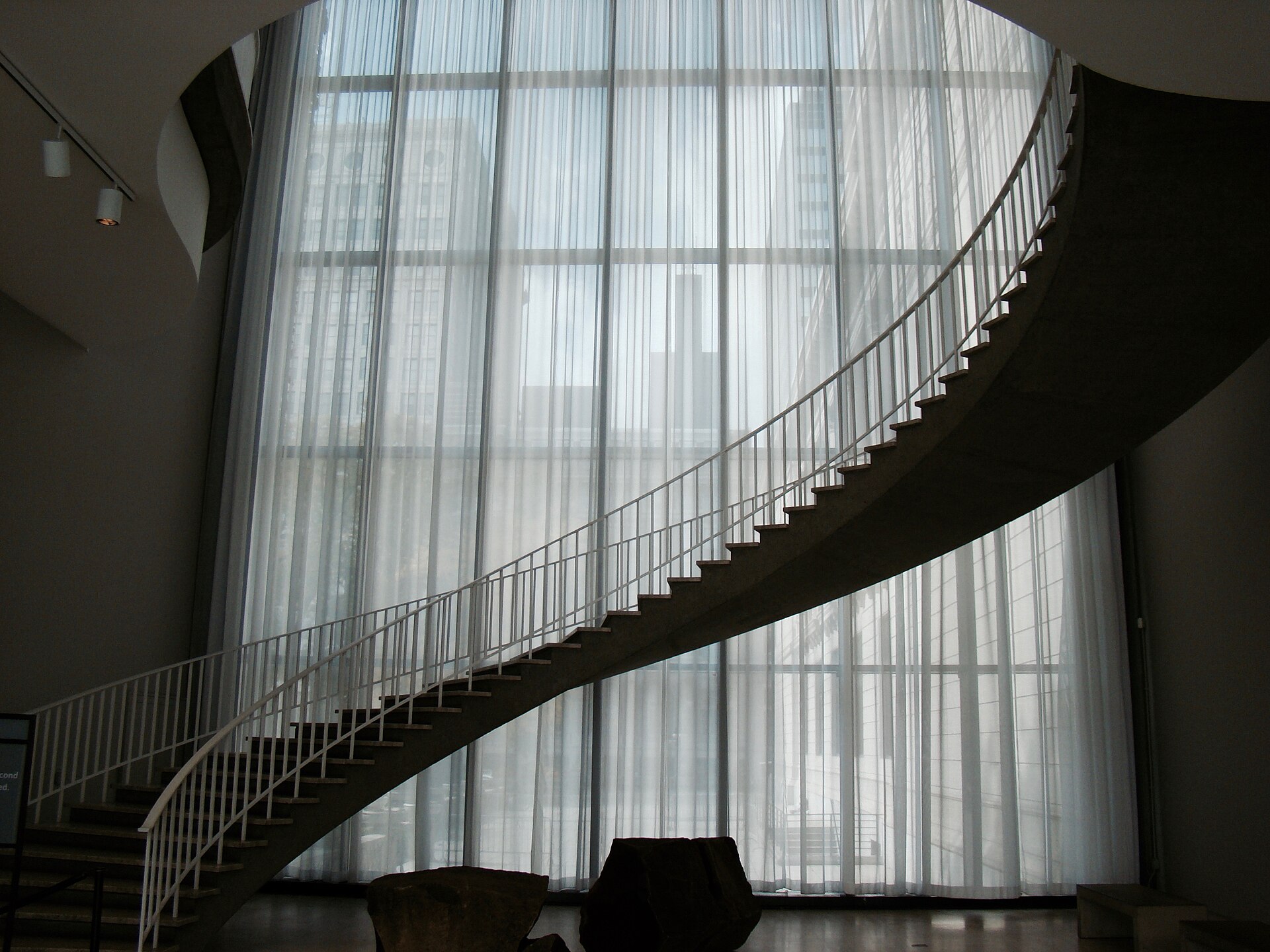 The curving staircase in Griffin Court, the Modern Wing's central hall