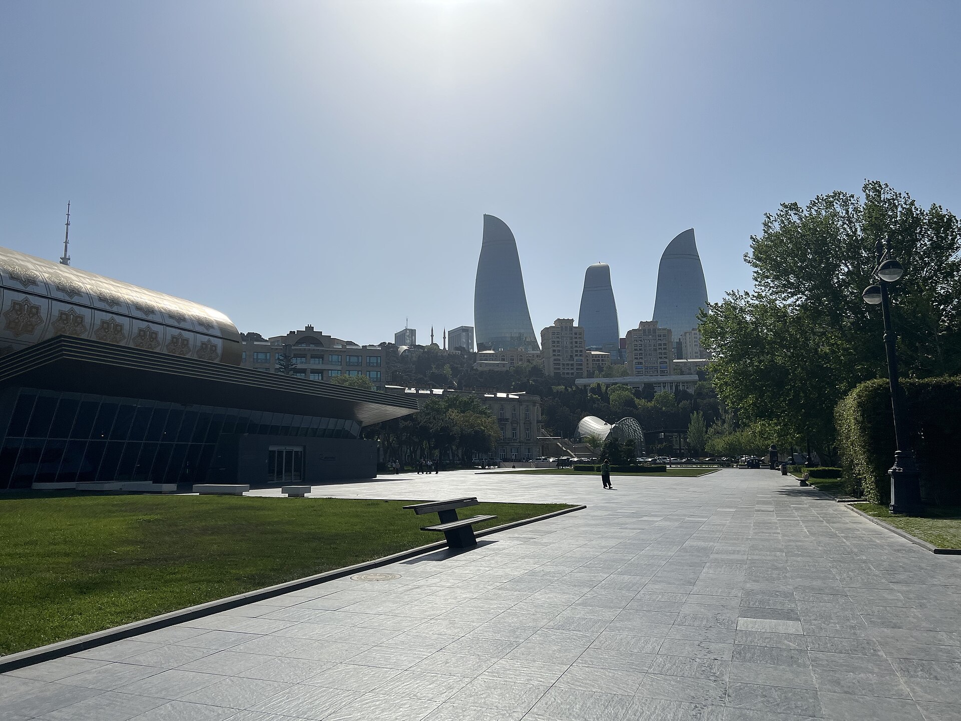 The museum plaza and the Baku skyline