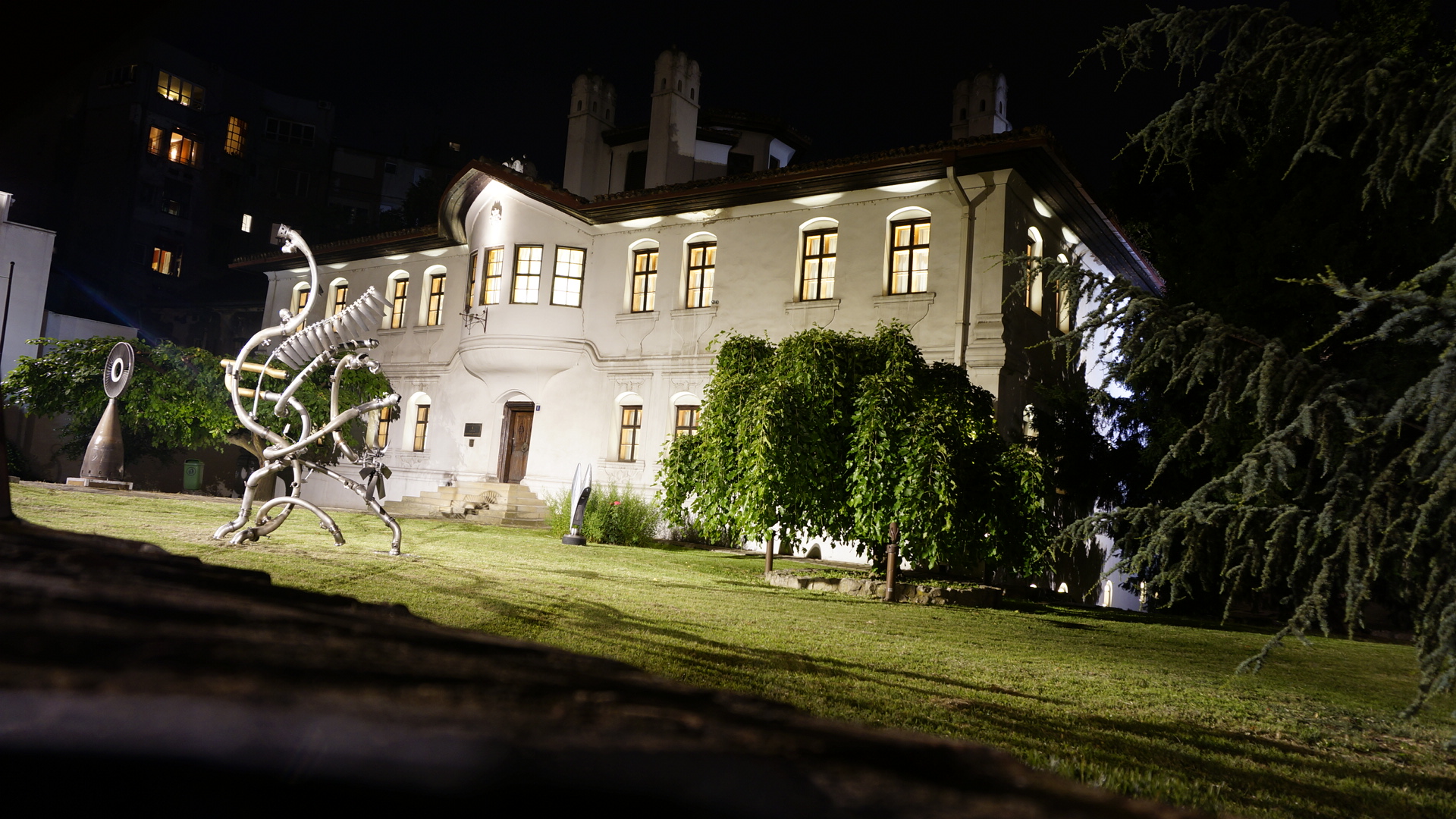 The Residence at night, from the garden