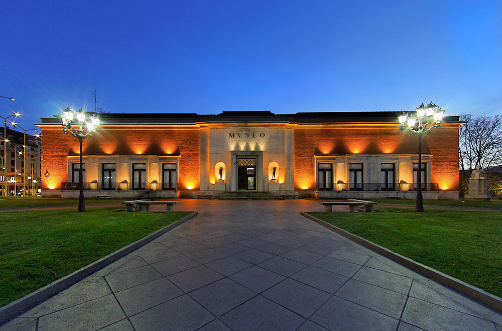 The 1945 building facade at night
