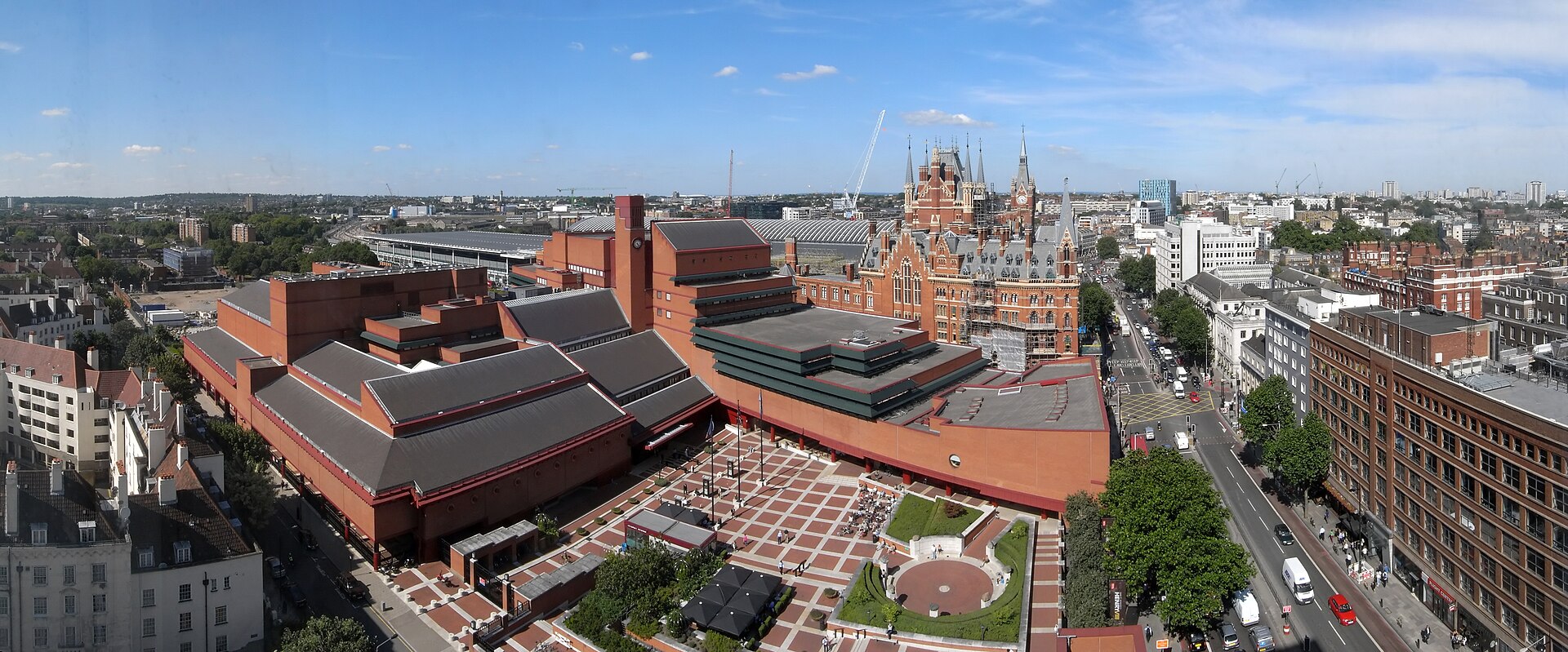 The British Library and St Pancras station from the air