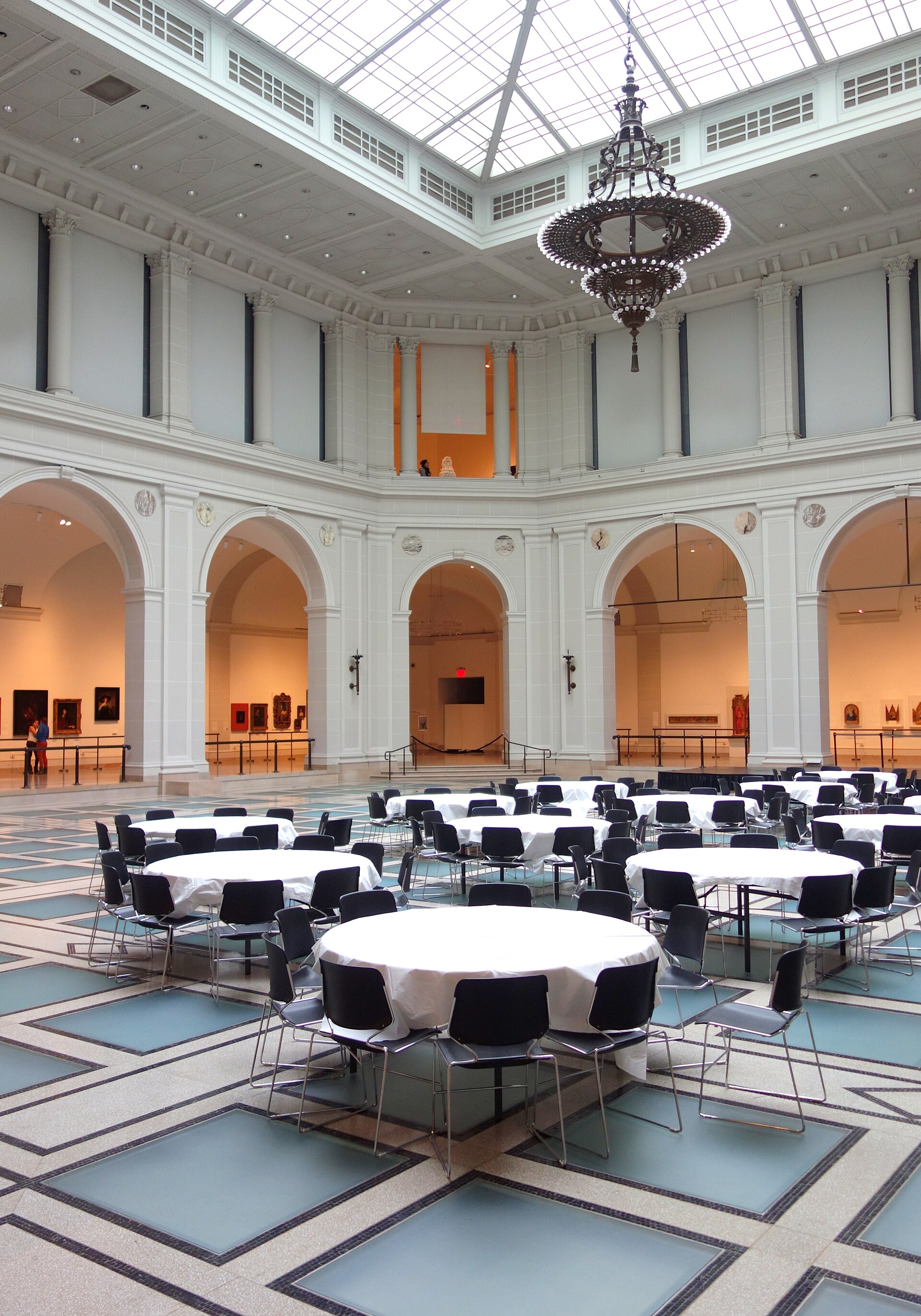 The skylit Beaux-Arts Court, arcaded on all sides, set up here with event seating