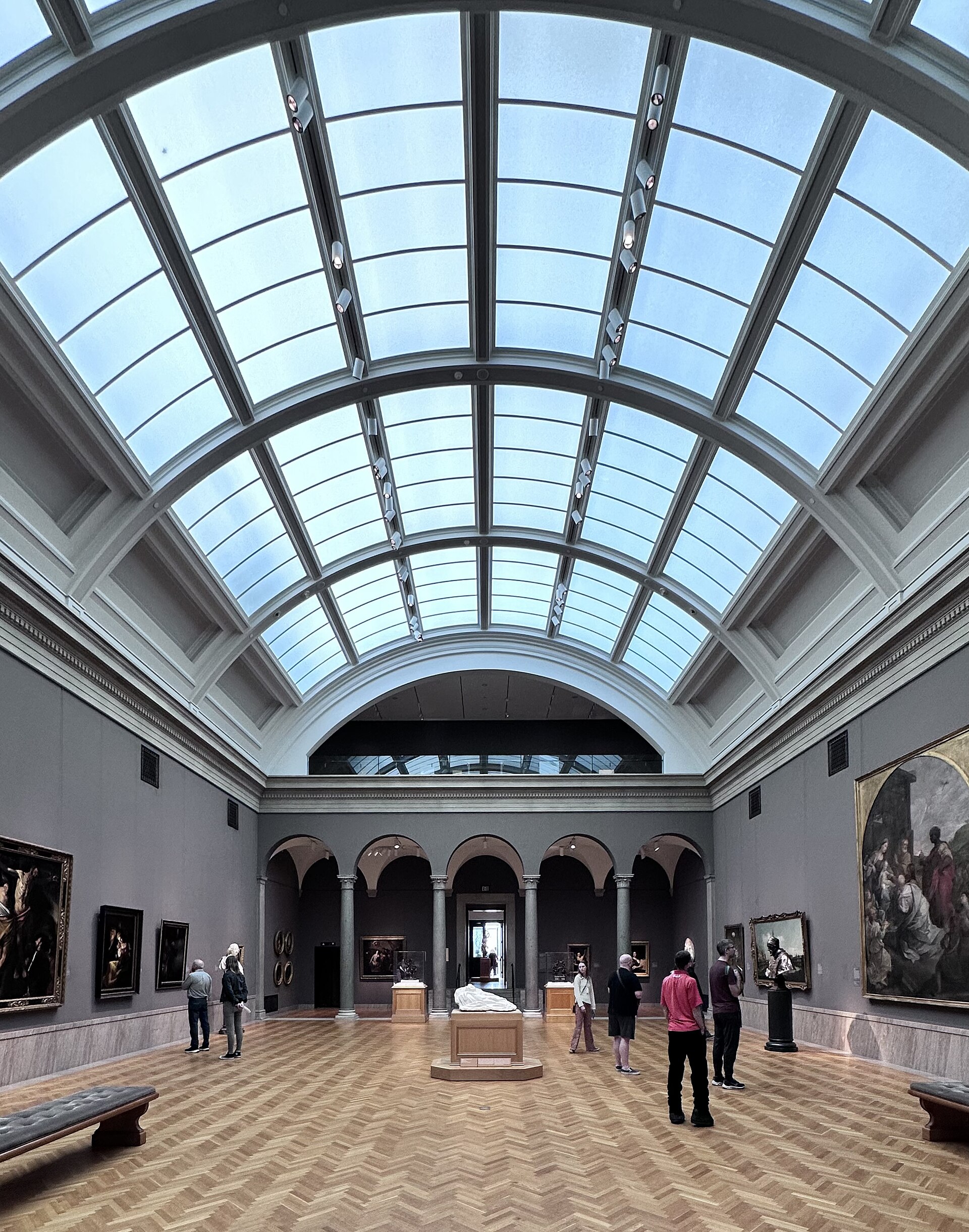 A barrel-vaulted top-lit painting hall in the 1916 building