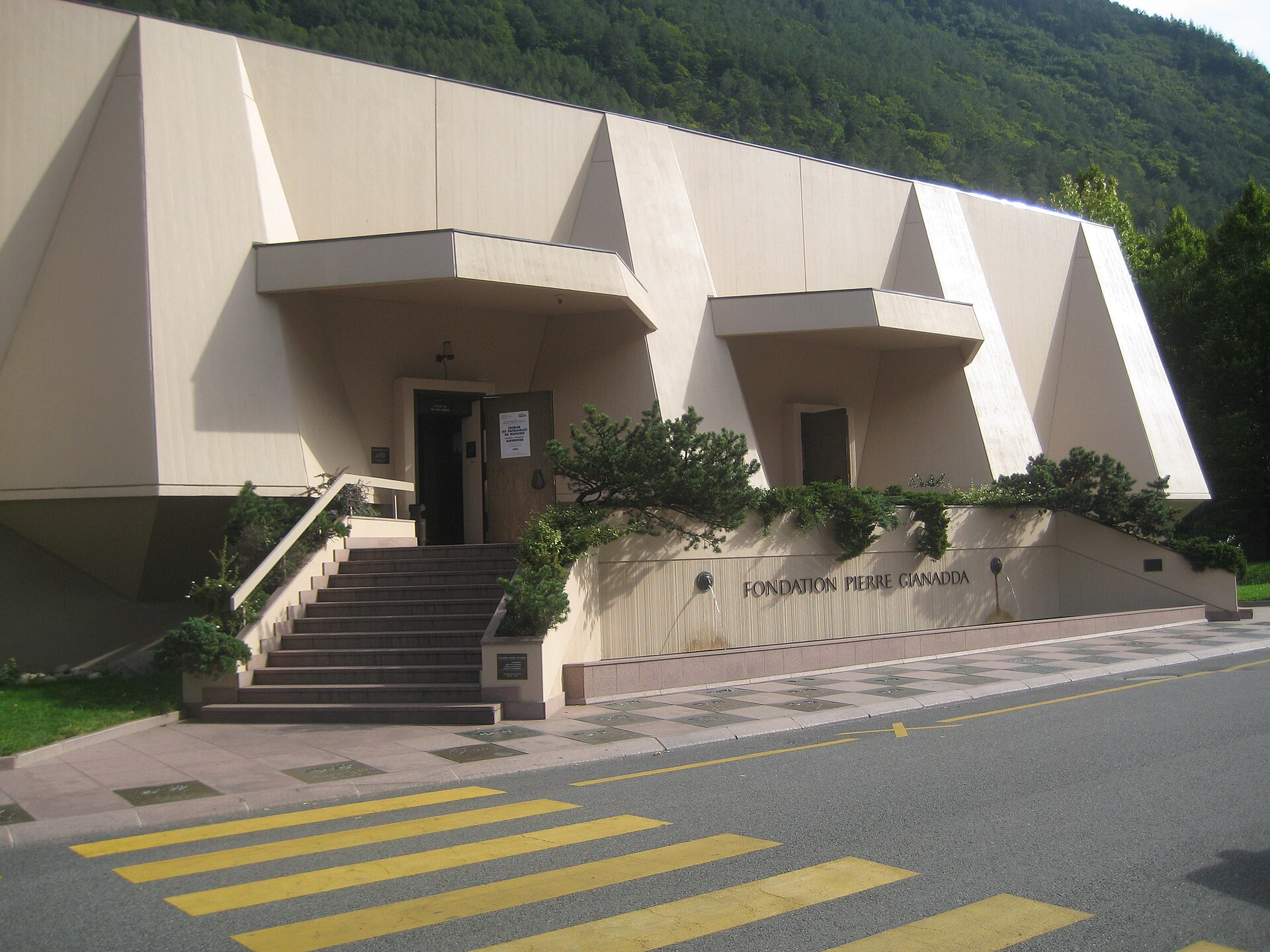 The building's stairs and awnings