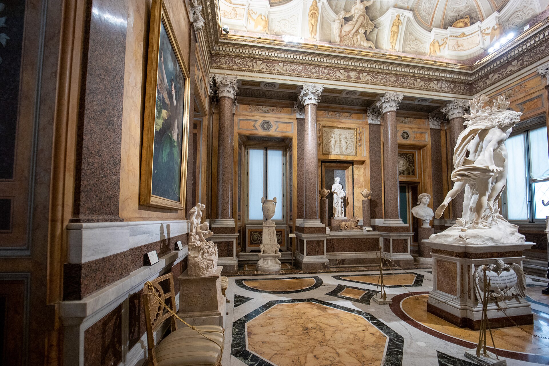 Bernini's Apollo and Daphne at the centre of the room built around it