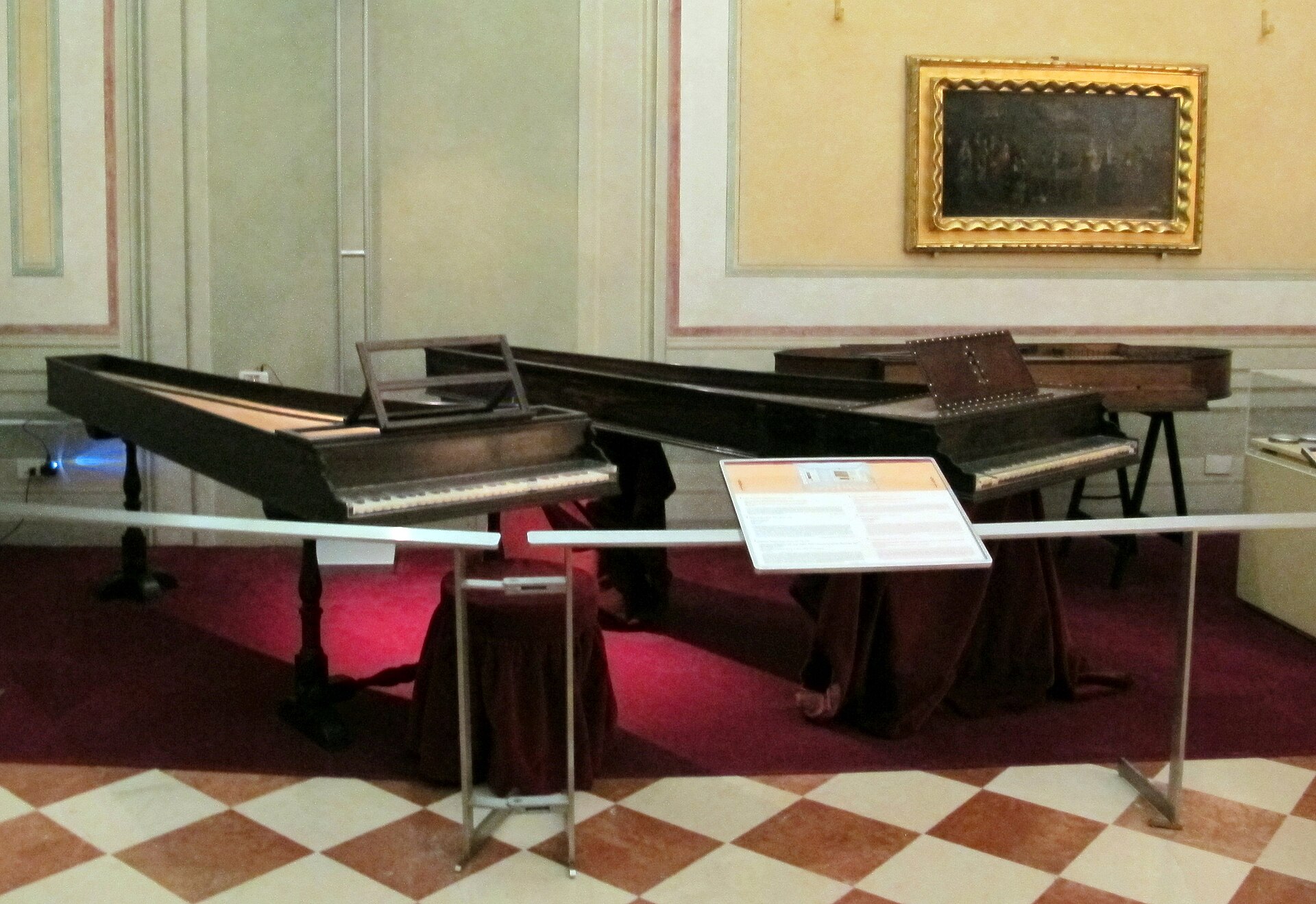 A room in the Museo degli Strumenti Musicali, with keyboard instruments from the Medici and Lorraine grand-ducal collections on display