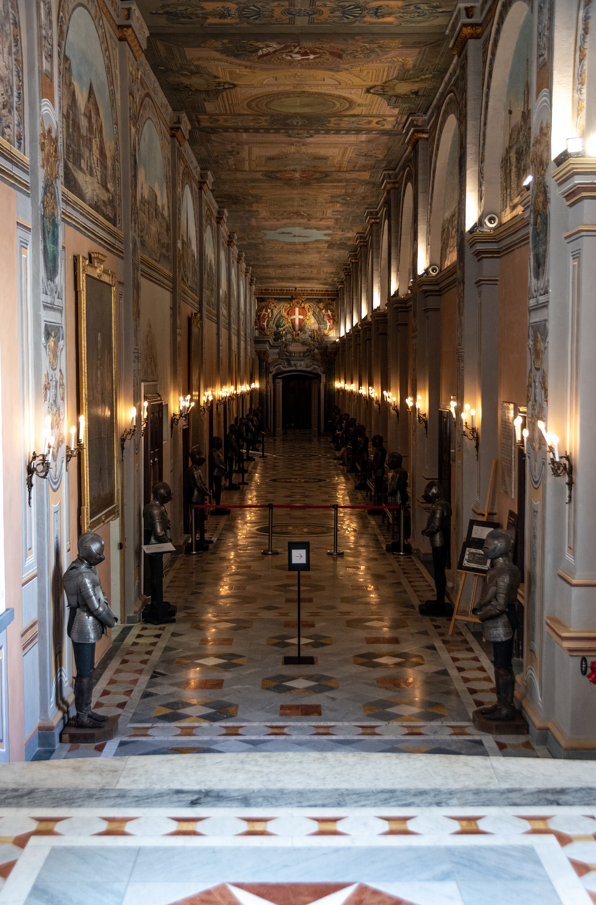 A frescoed Piano Nobile corridor inside the Grandmaster's Palace, Valletta
