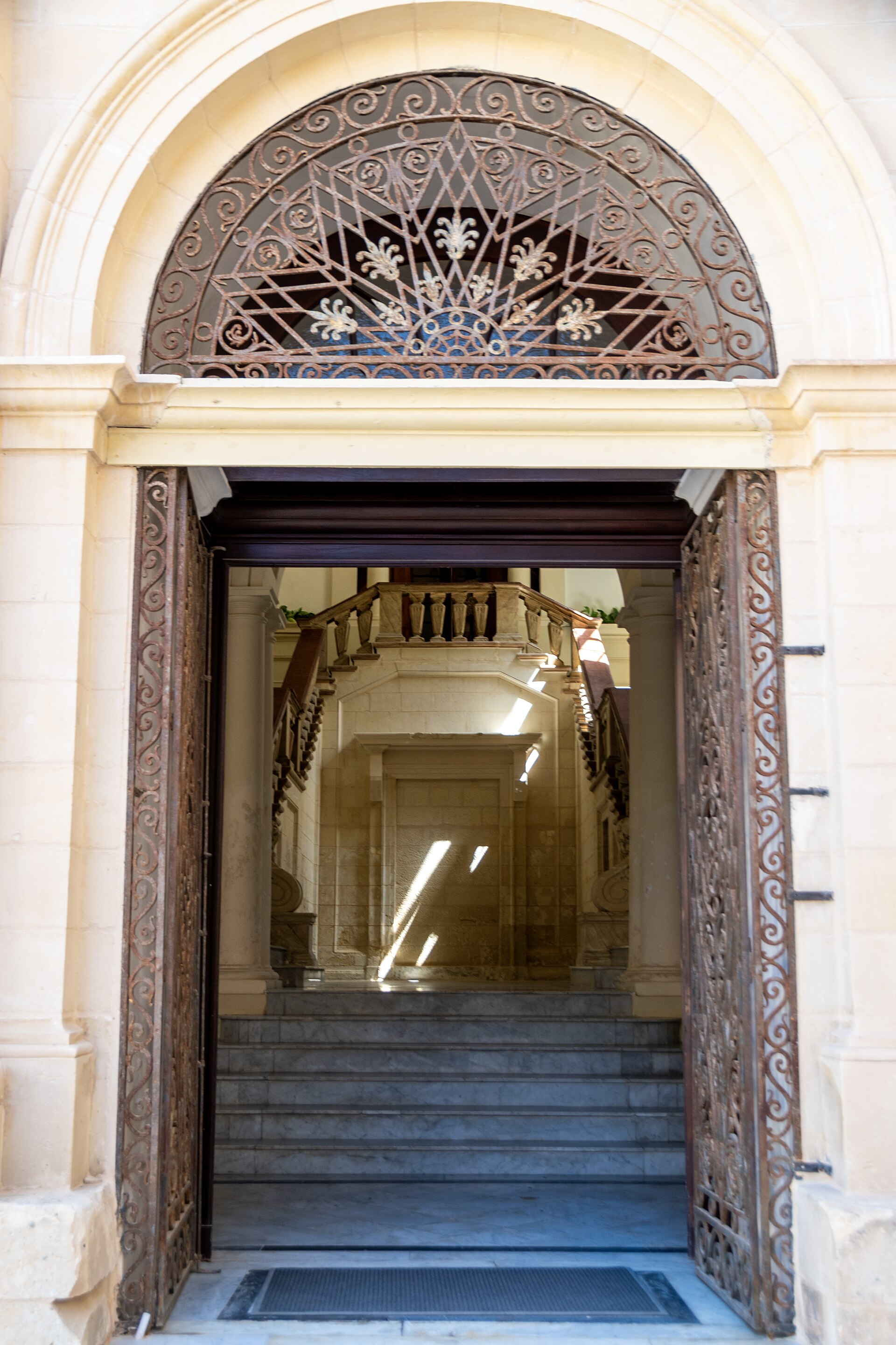 The entrance to the Palace Armoury inside the Grandmaster's Palace, Valletta
