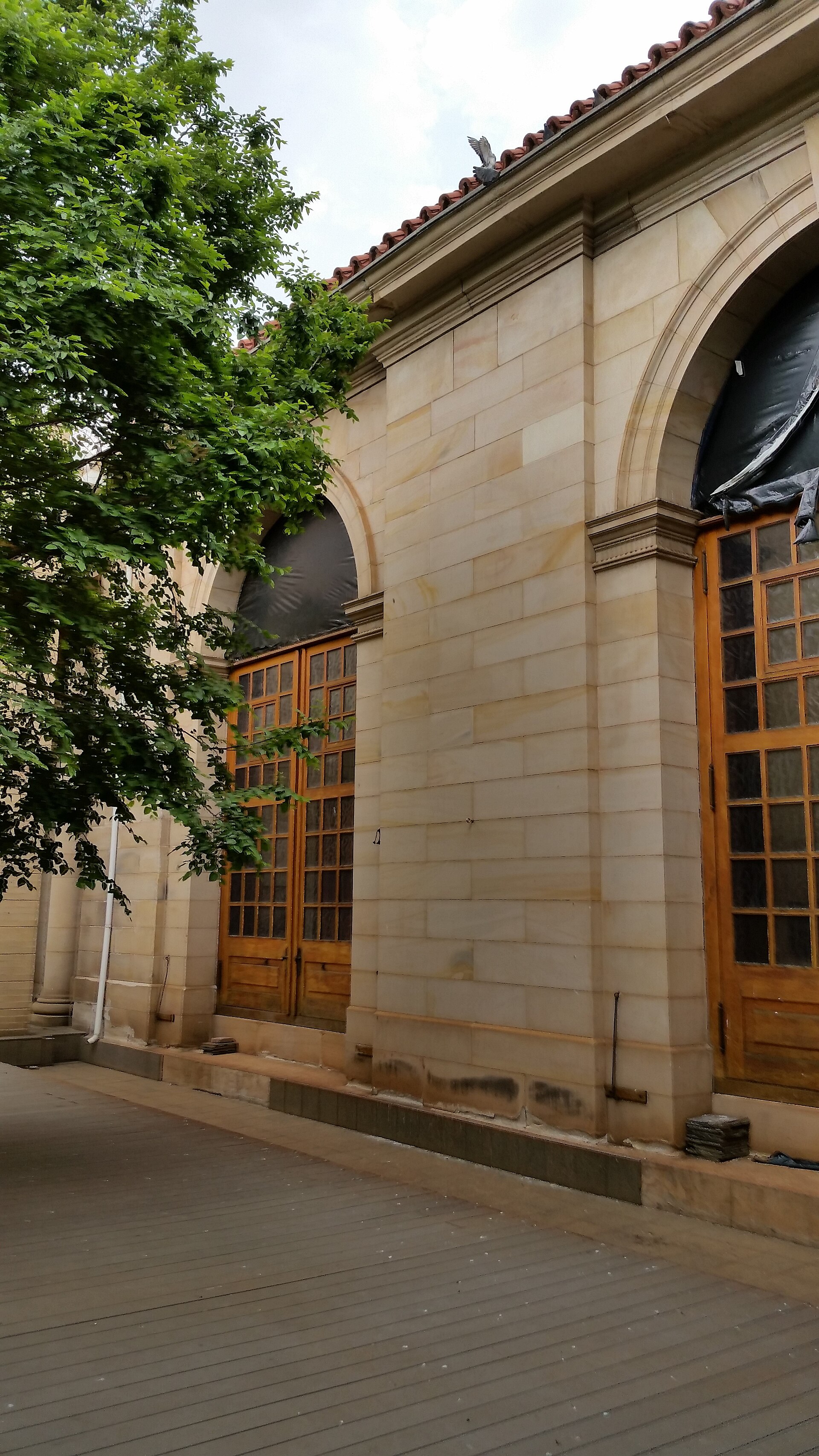 Arcaded courtyard at the rear of the Johannesburg Art Gallery, photographed in 2015 during re-roofing of the West Wing