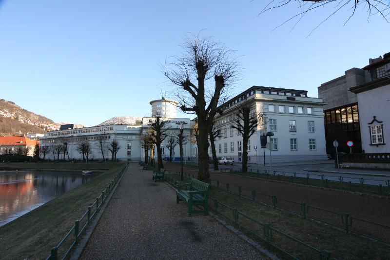 Lysverket from the lakeside path in winter