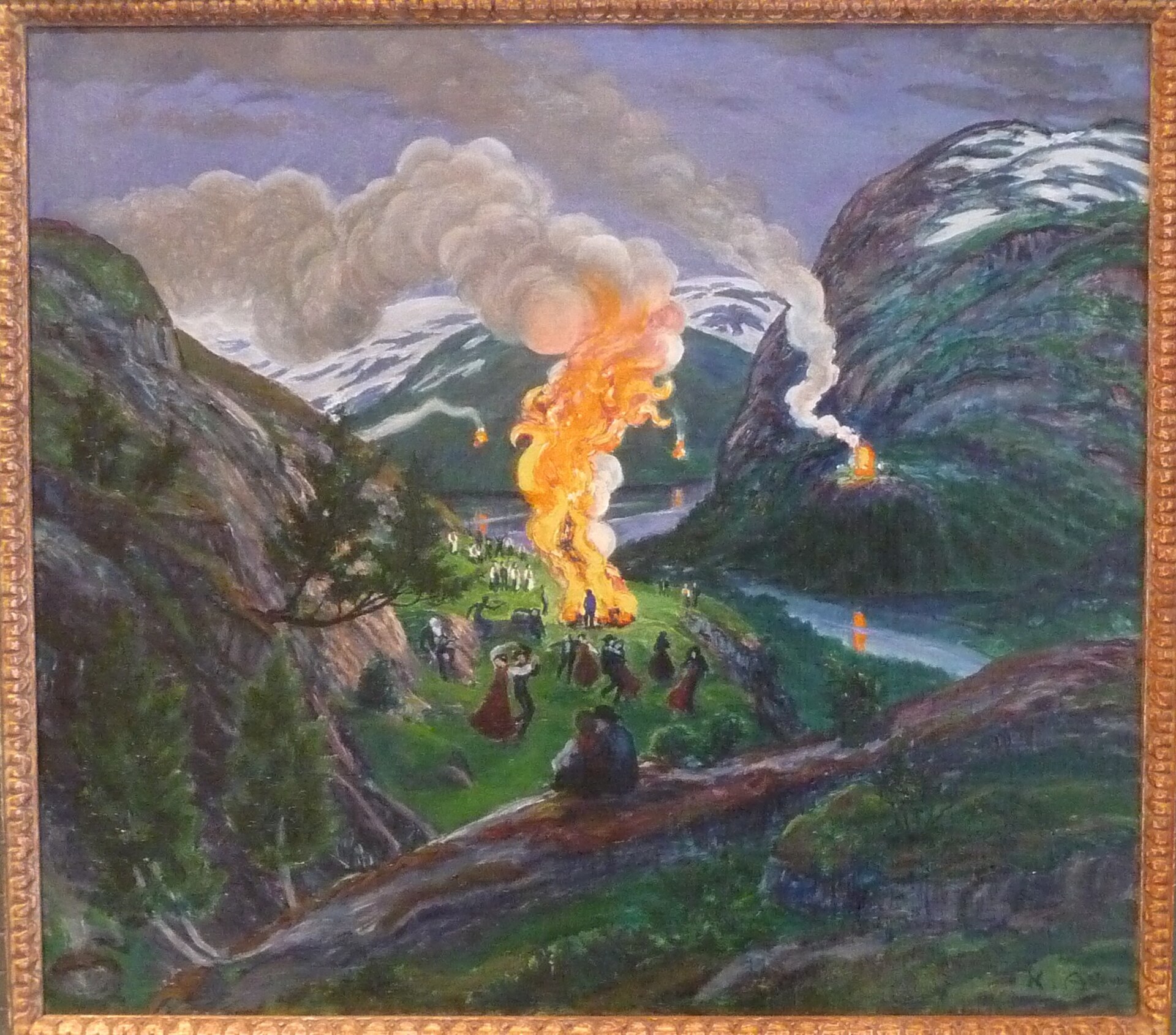 Nikolai Astrup's Midsummer Eve Bonfires on display at Lysverket, 2010