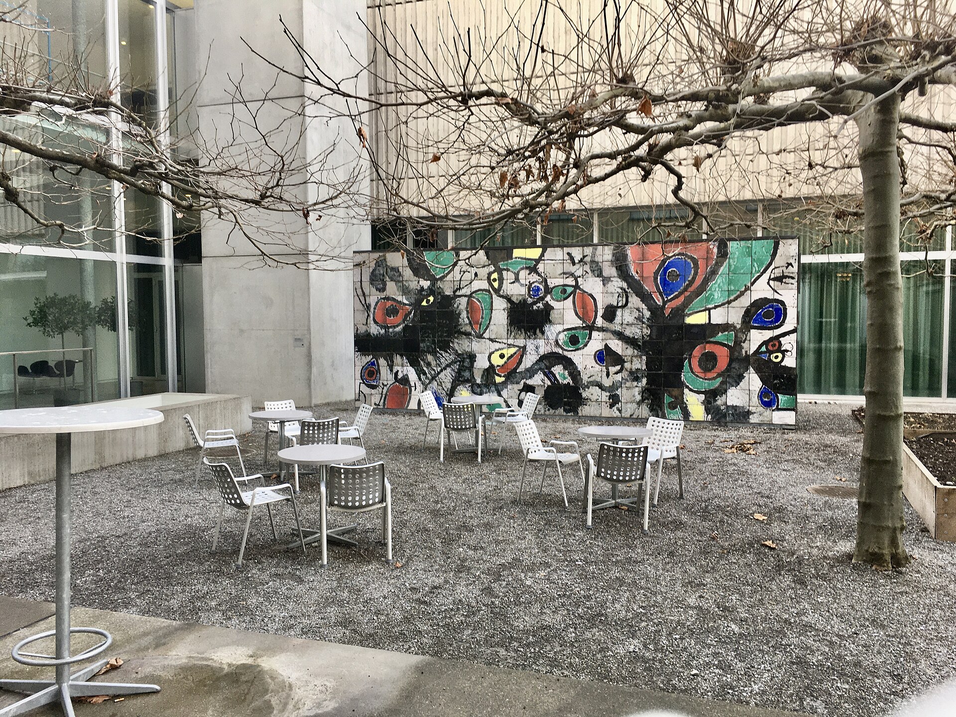 Courtyard with ceramic mural