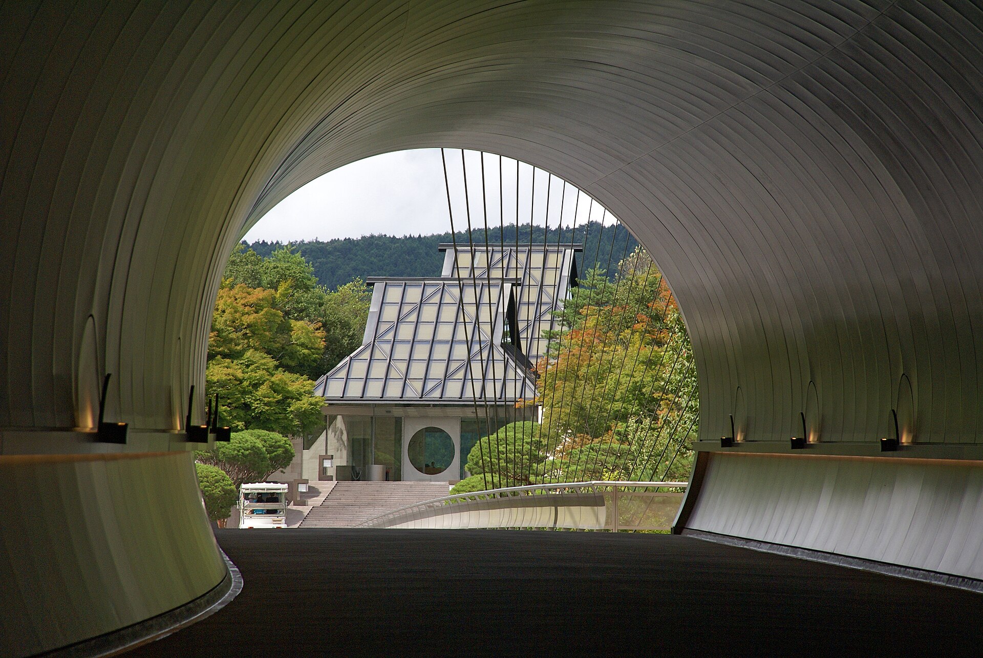 Looking out from the mountain tunnel toward the entrance hall