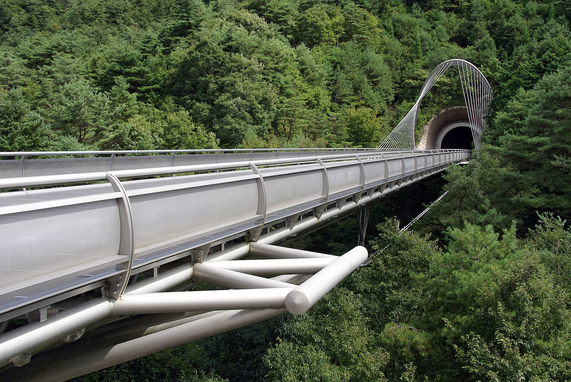 The approach bridge and tunnel entrance