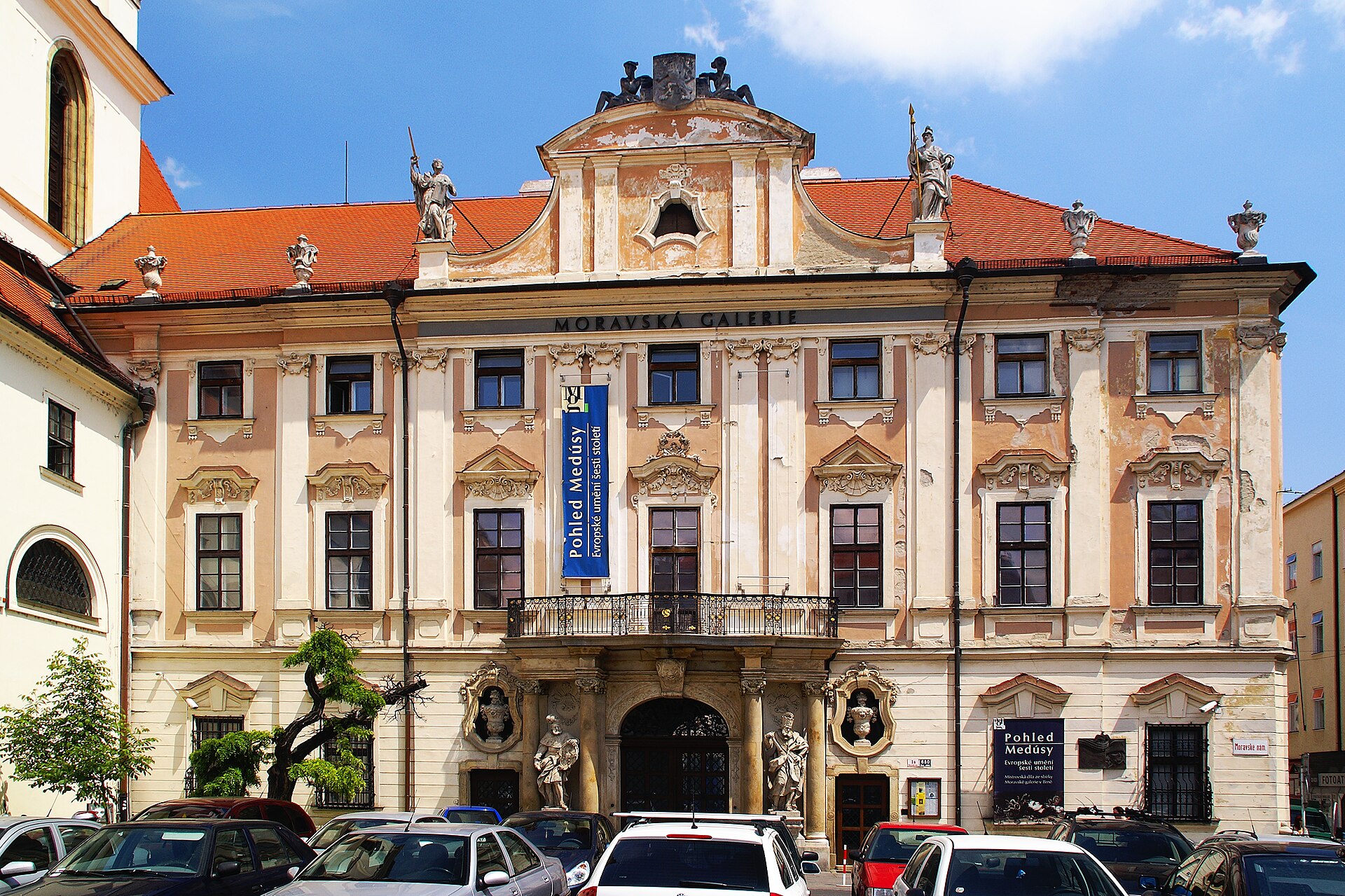 The Baroque facade of the Governor's Palace on Moravske namesti in Brno