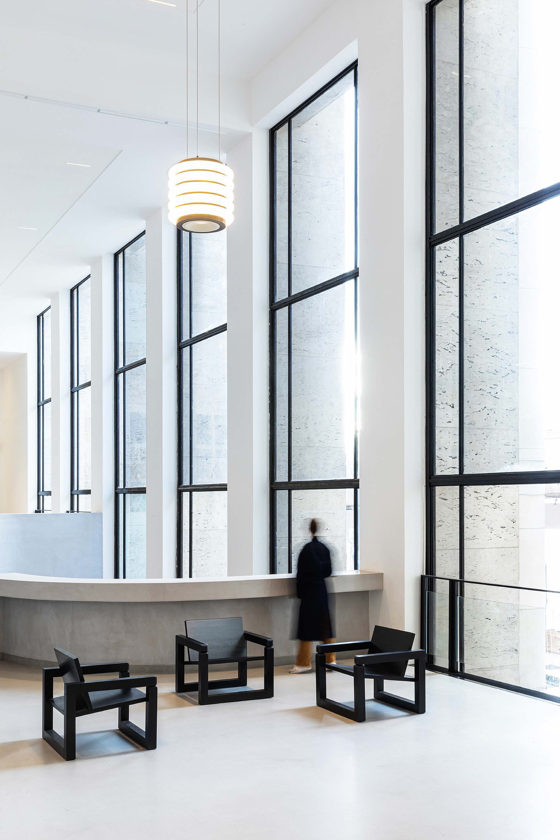 The lobby after its 2019 renovation