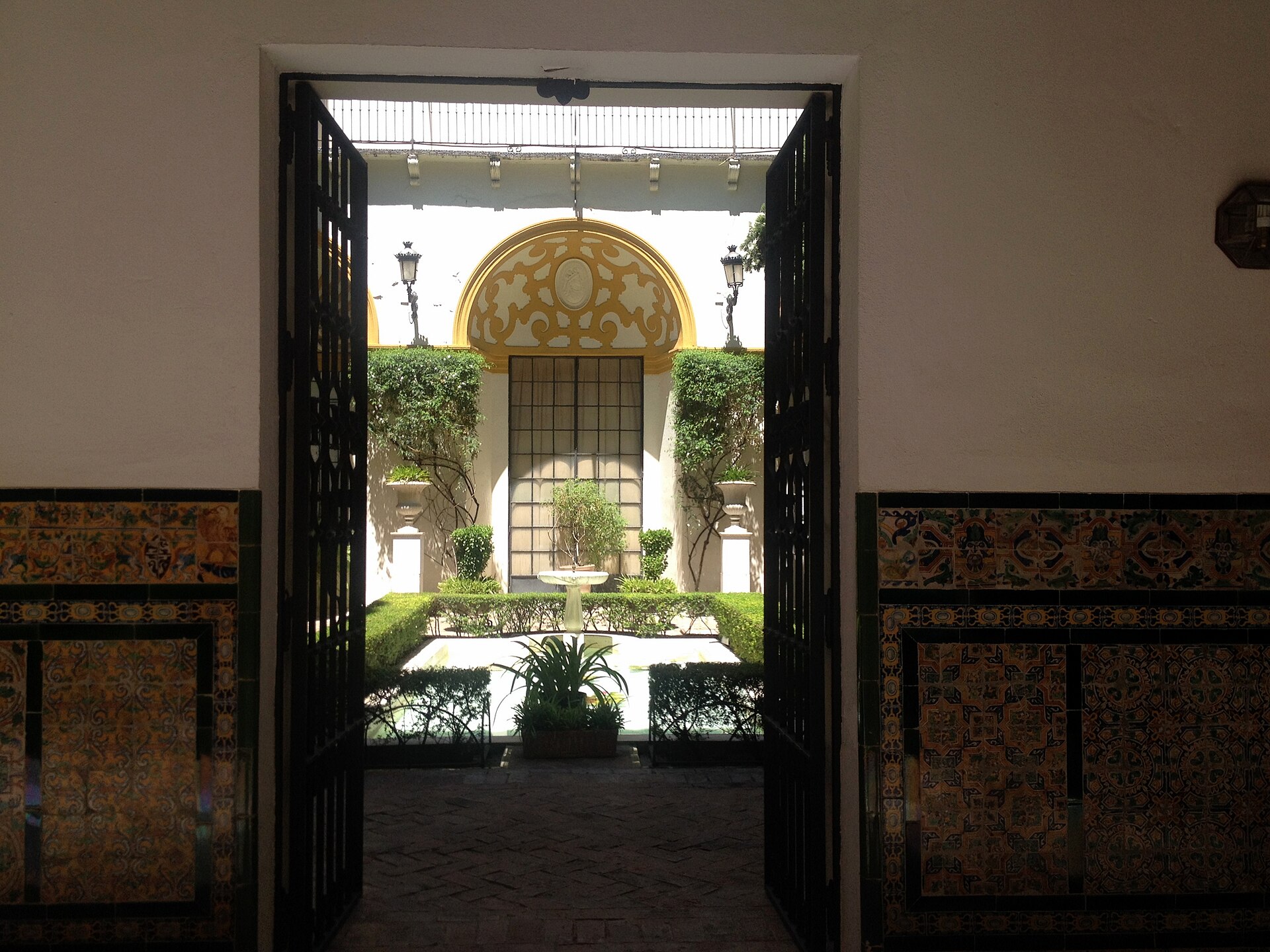 View into a cloister courtyard