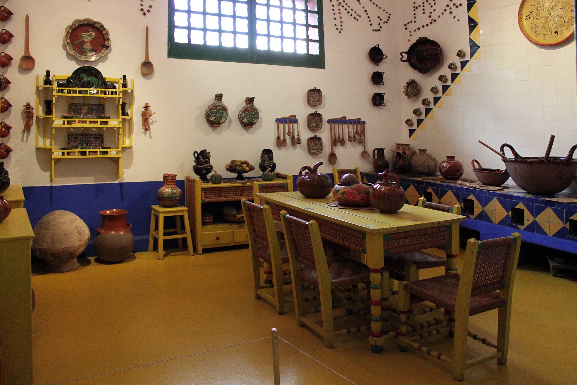 The traditional tiled kitchen inside the Frida Kahlo Museum