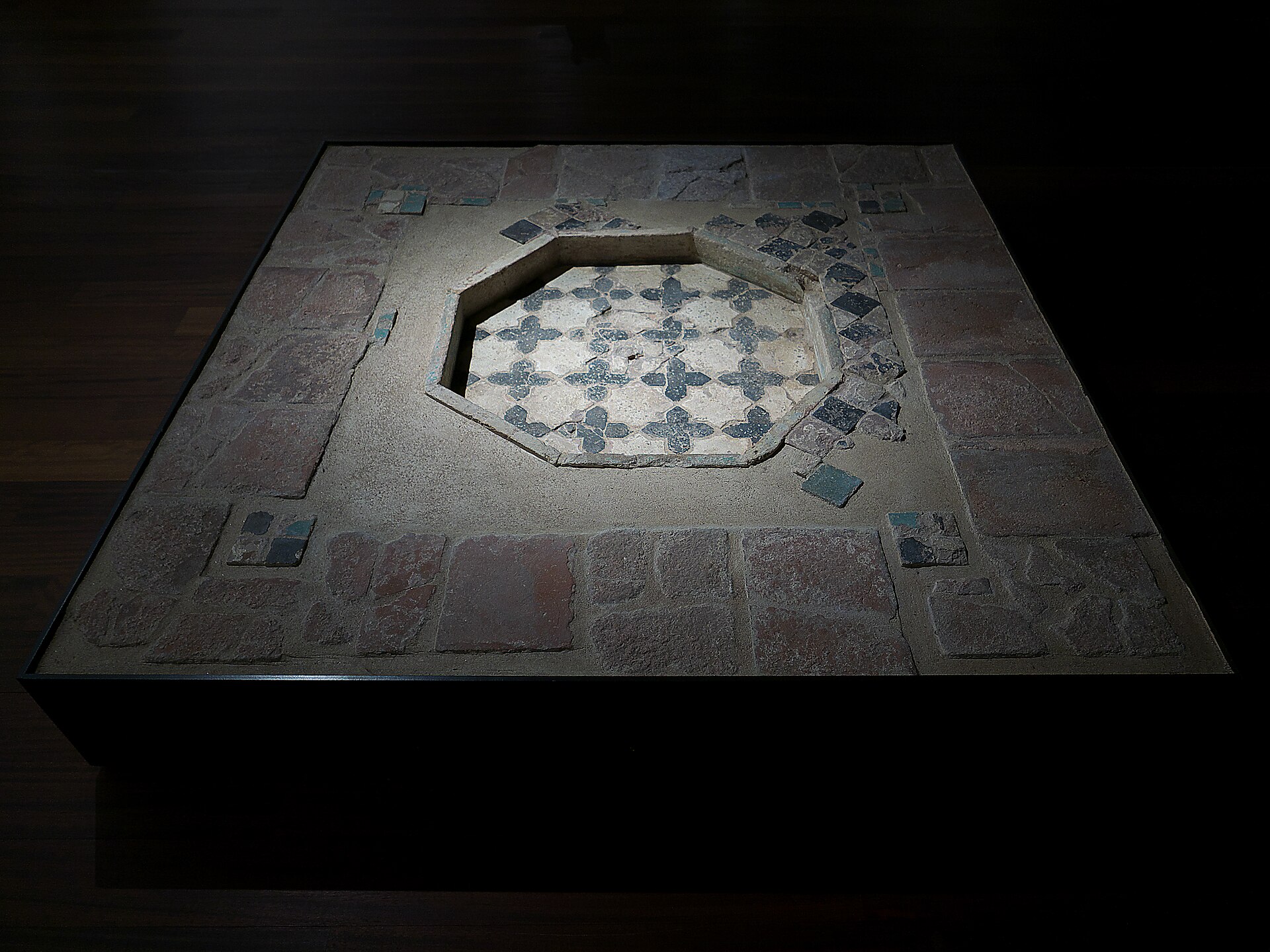 Glazed clay fountain remains