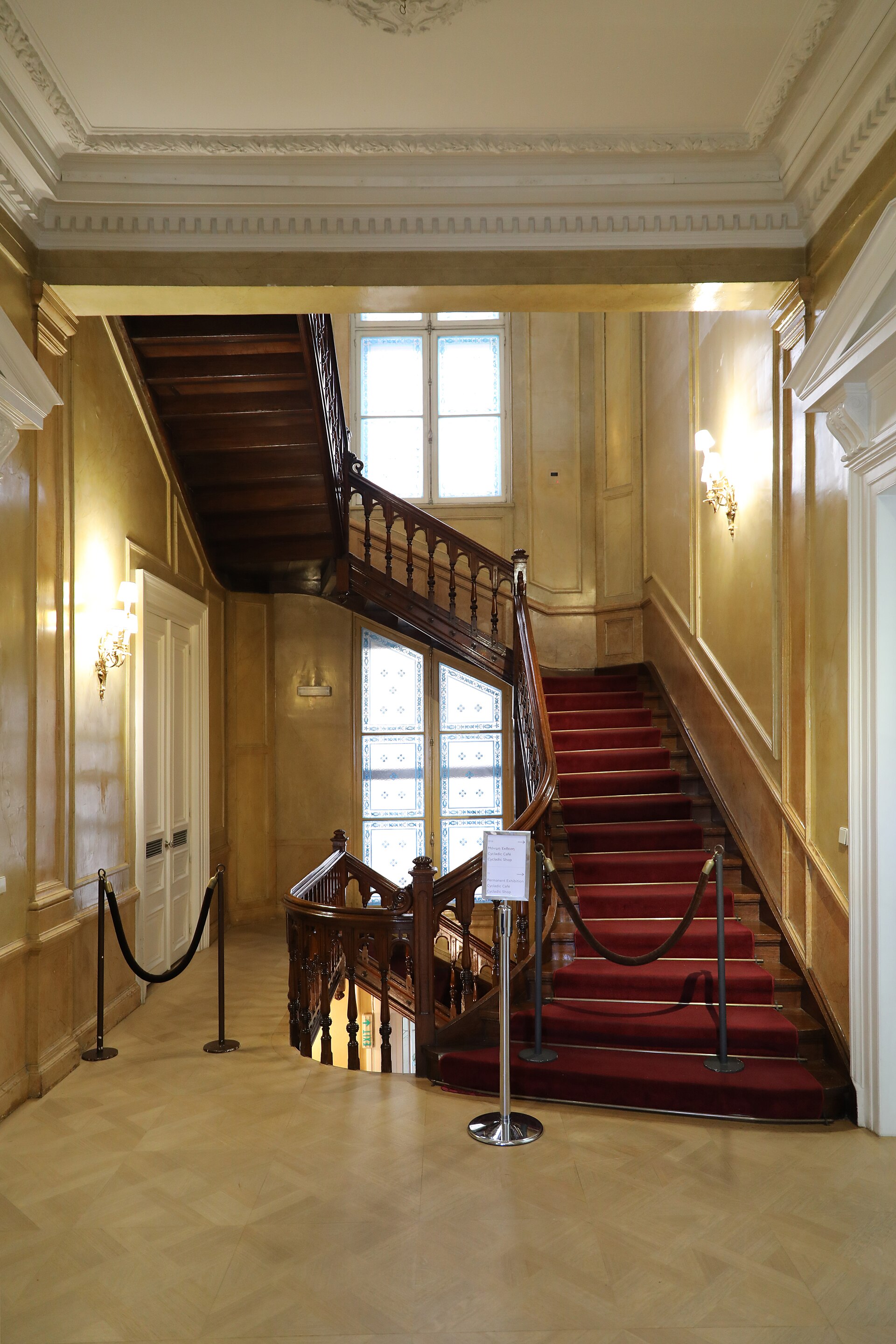 The neoclassical staircase inside the Stathatos Mansion, Museum of Cycladic Art