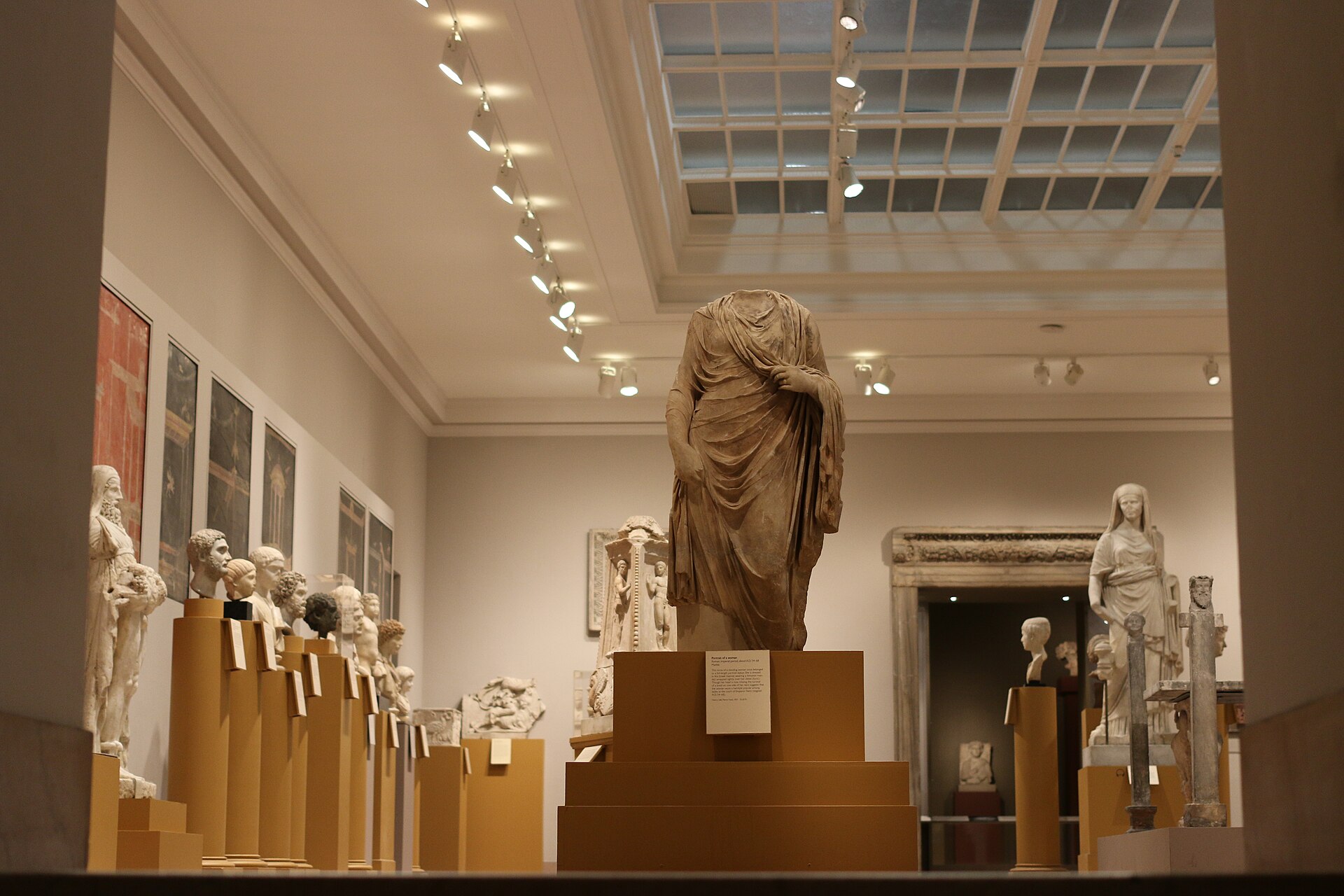 A skylit gallery of Roman sculpture