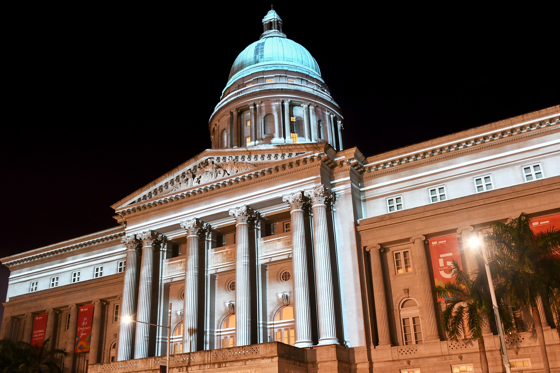 The former Supreme Court Wing, illuminated