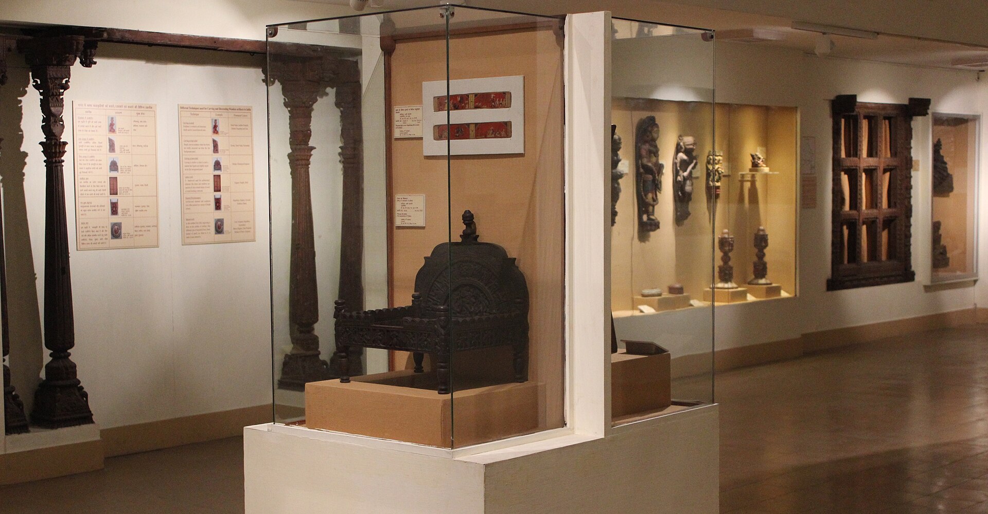 A view of the wood-carving section of the Decorative Arts gallery