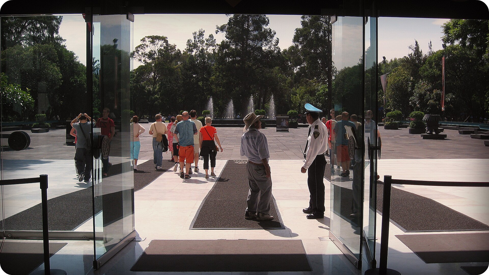 Main entrance seen from inside the lobby
