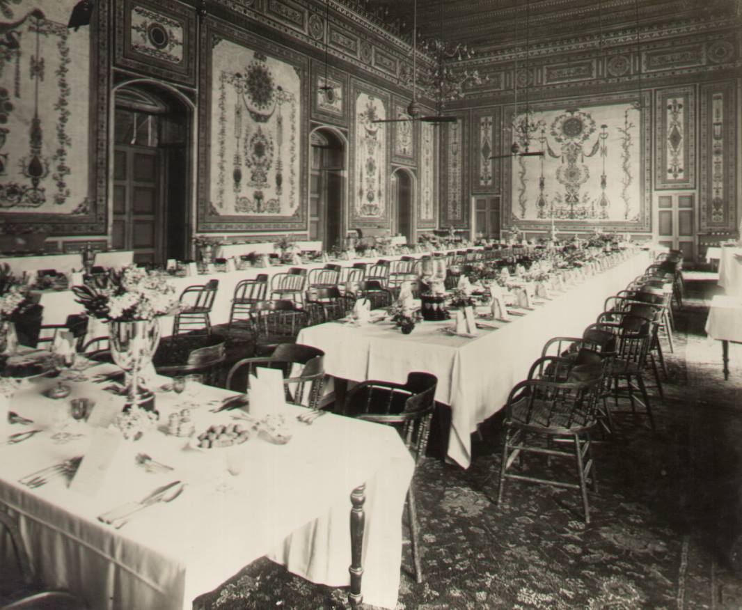 The Gran Salon set for a banquet, in an early twentieth-century photograph