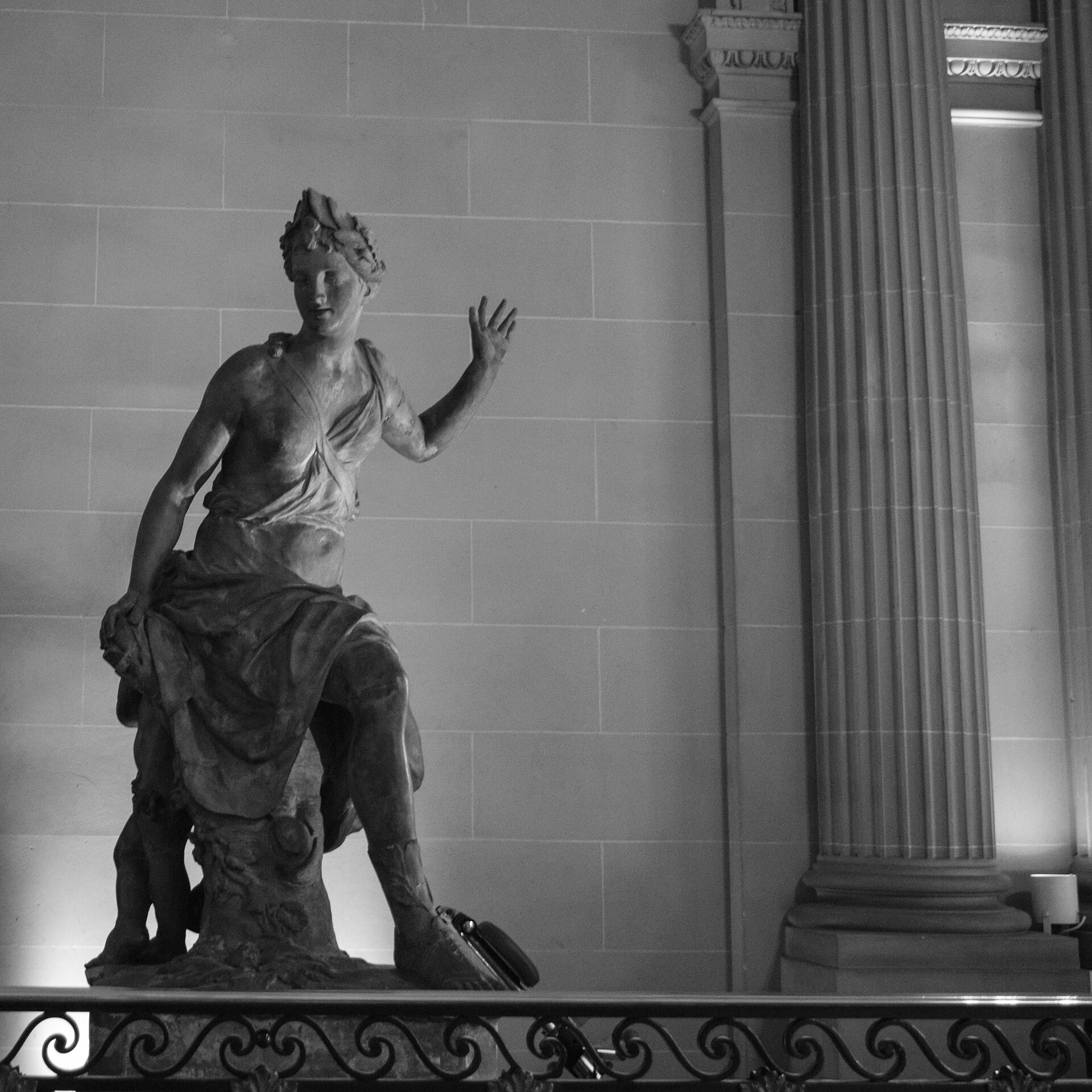 Sculpture on the entrance staircase