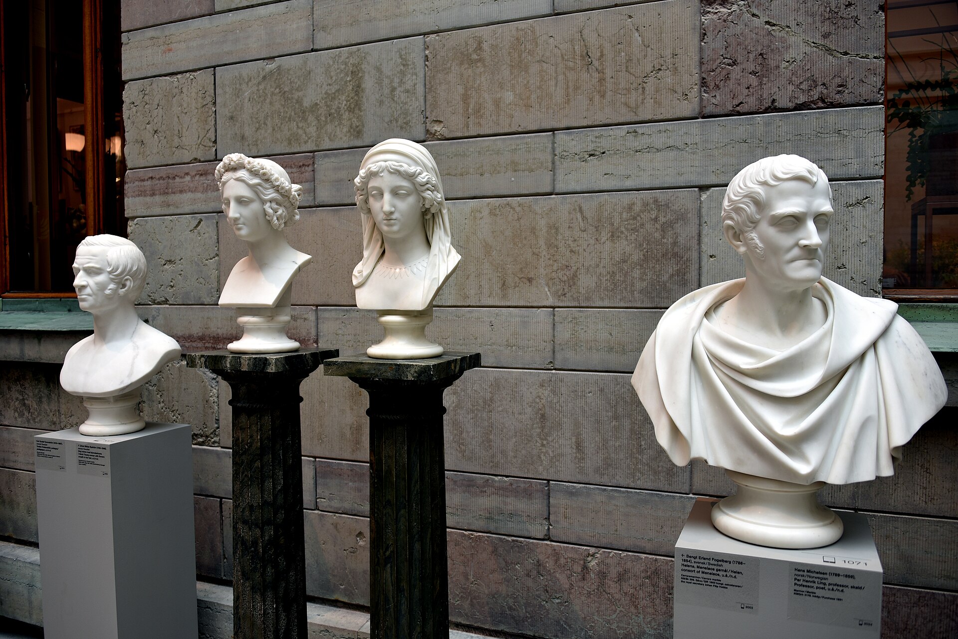 Marble busts on display in Room 1280, the Sculpture Courtyard
