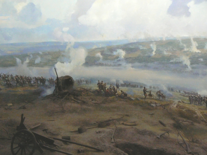 Detail of the painted battle scene