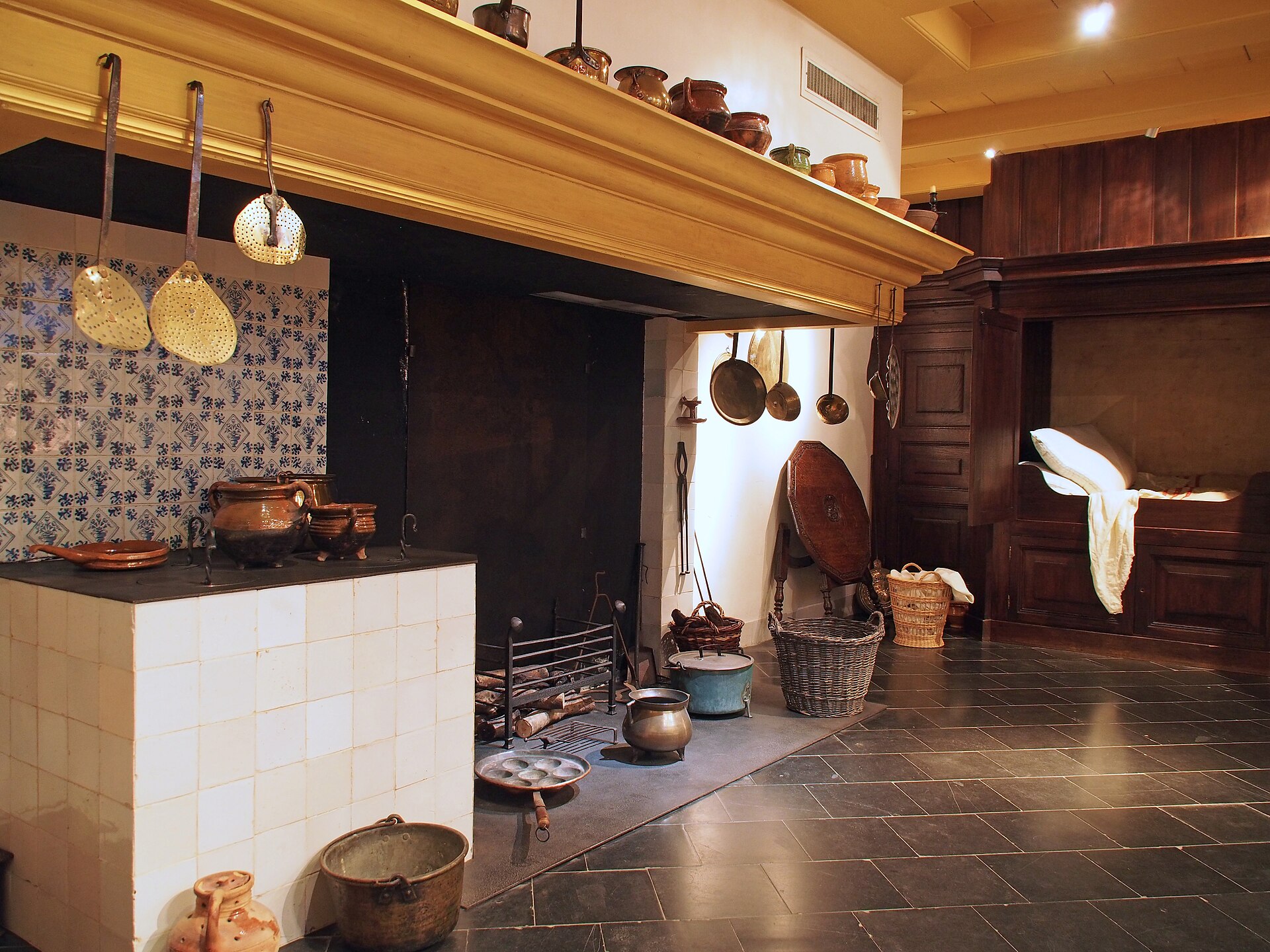 The reconstructed 17th-century kitchen of the Rembrandt House Museum