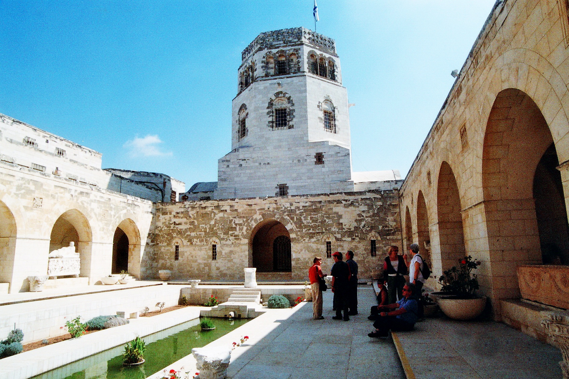 The arcaded inner courtyard of the Rockefeller Museum, with its reflecting pool and Armenian tilework