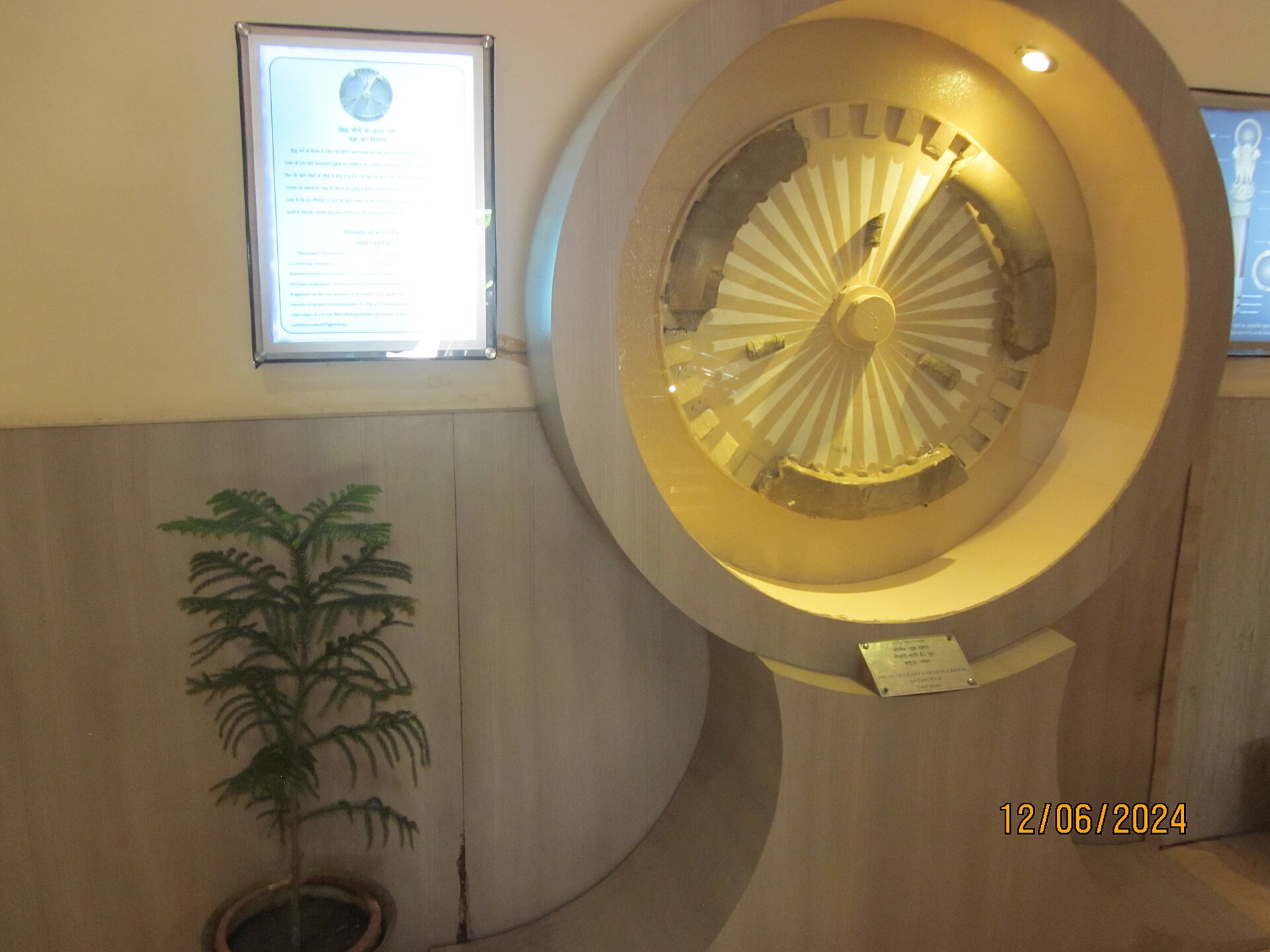 A circular display case