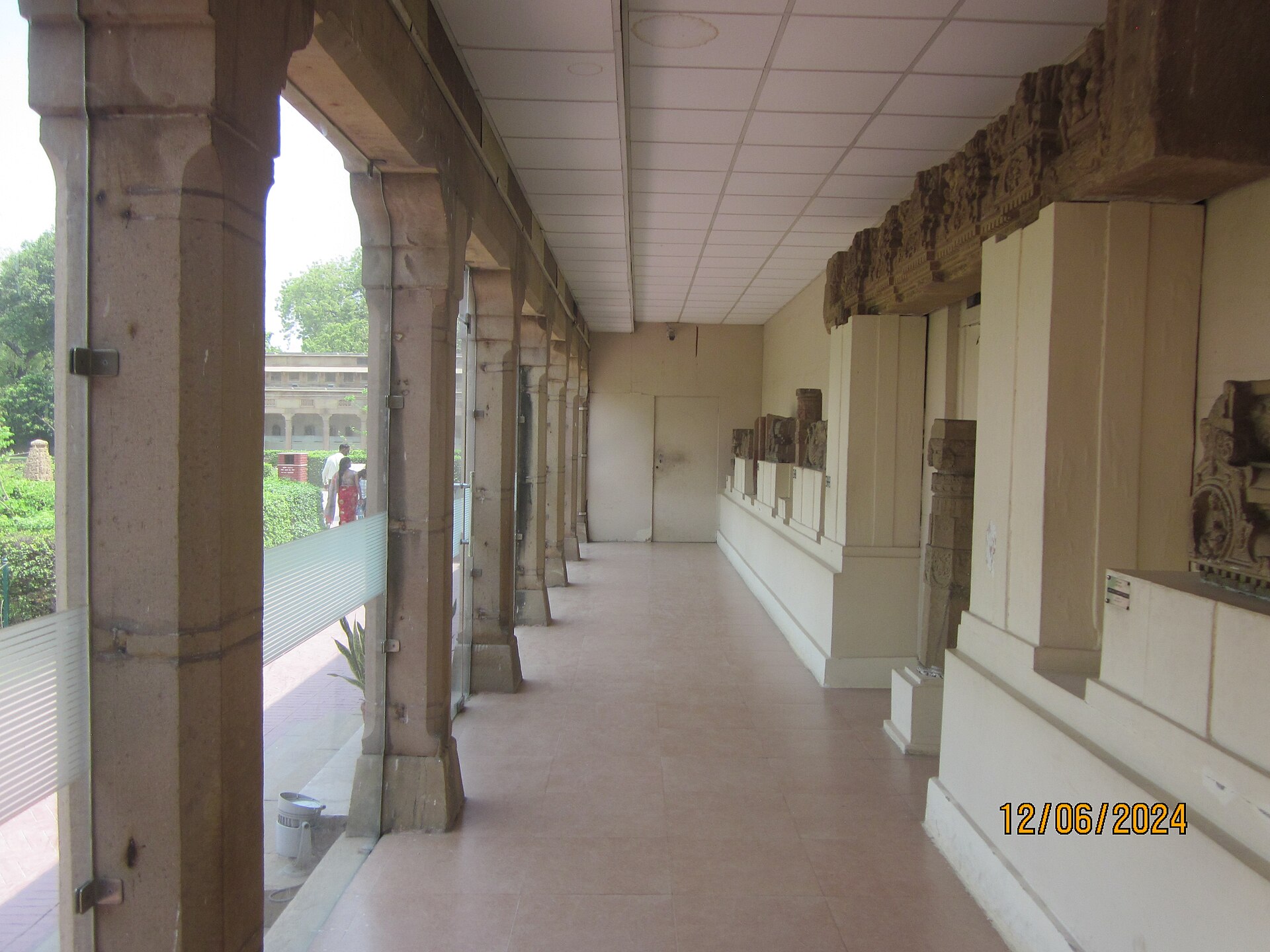 Corridor with architectural fragments